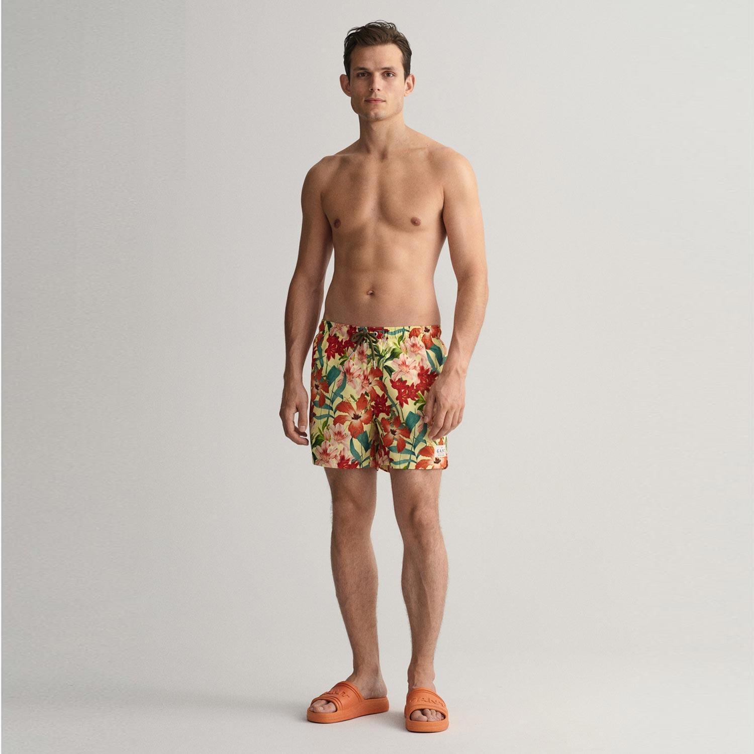GANT Erkek Sarı Classic Fit Desenli Deniz Şortu