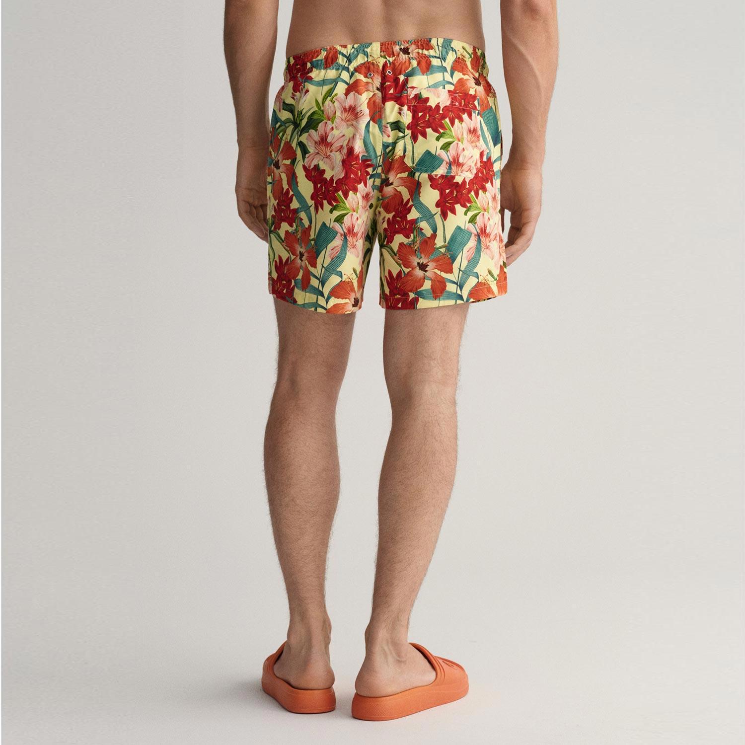GANT Erkek Sarı Classic Fit Desenli Deniz Şortu