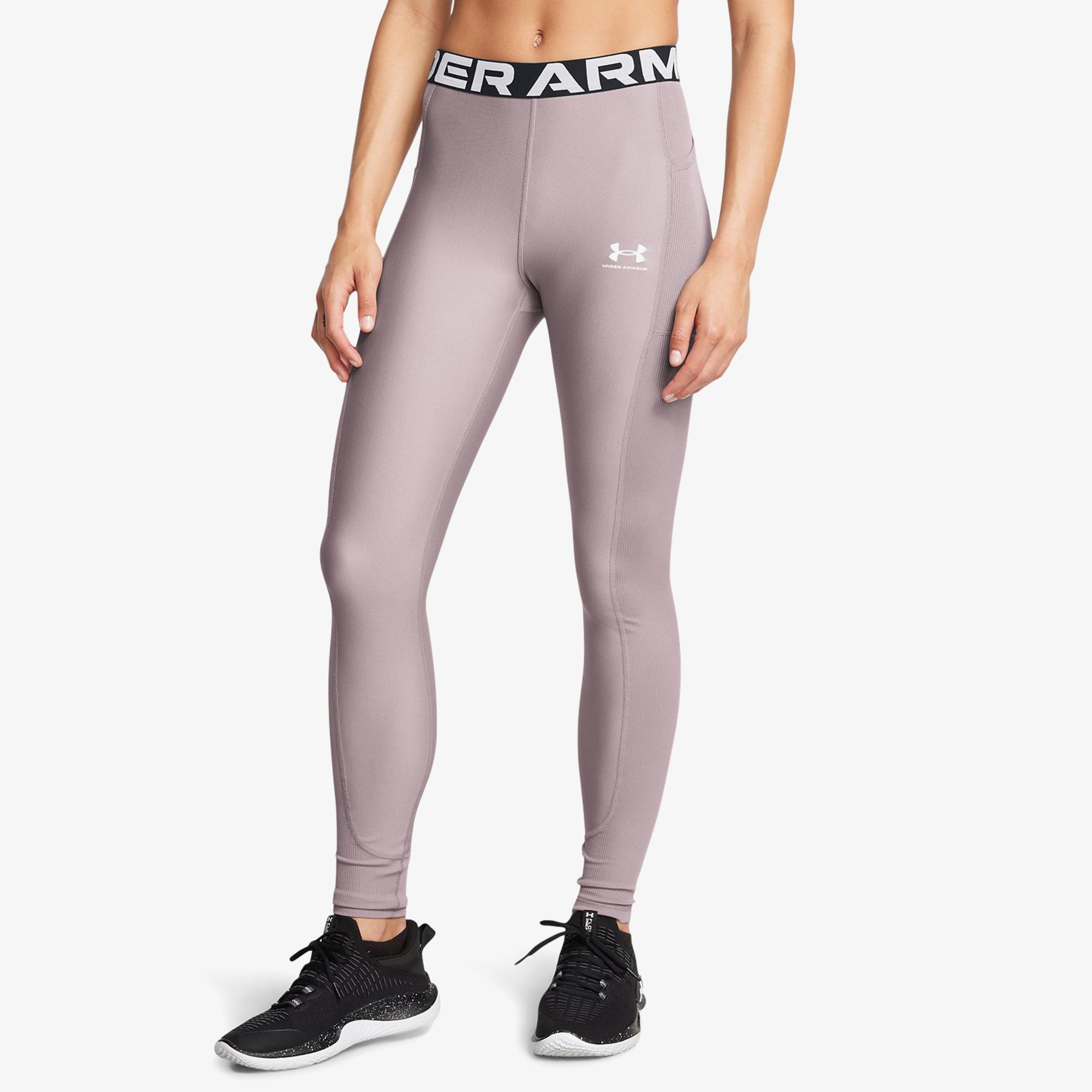Under Armour Heat Gear Rib Kadın Mor Antrenman Taytı