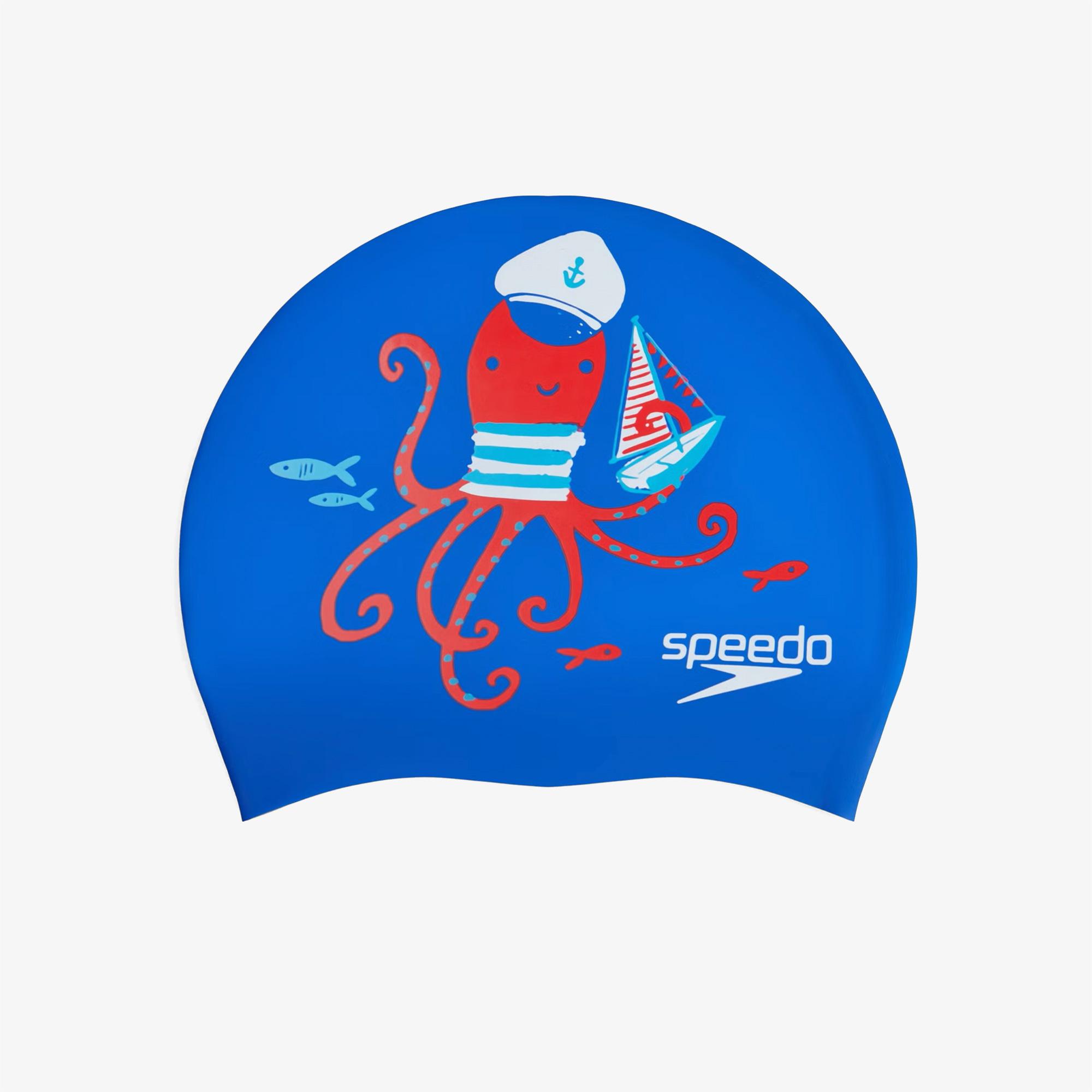 Speedo Printed  Silicone Çocuk Mavi Havuz Bonesi