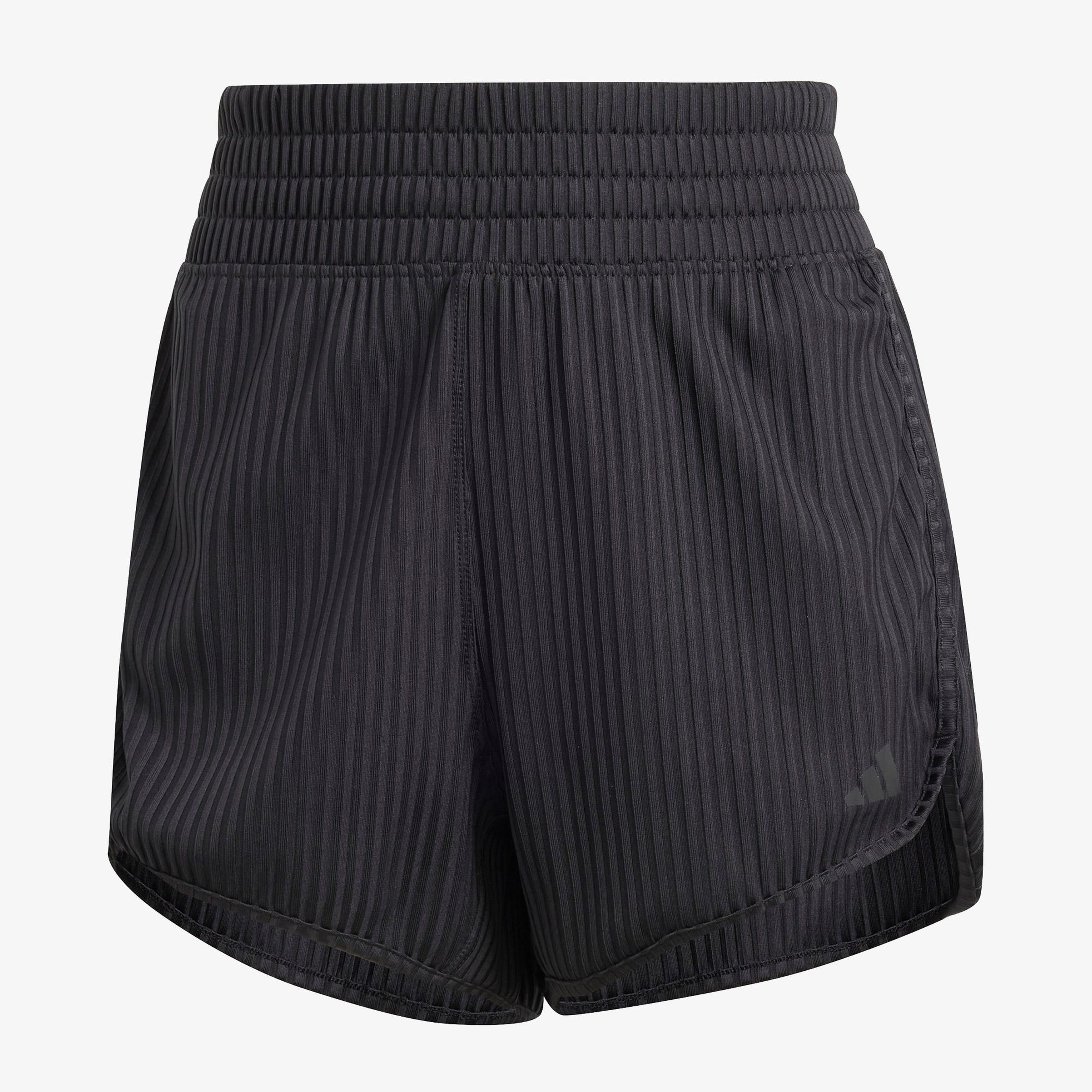adidas Pacer All Gym Seasonal Rib High Rise Tonal 3 Stripes Kadın Siyah Antrenman Şort