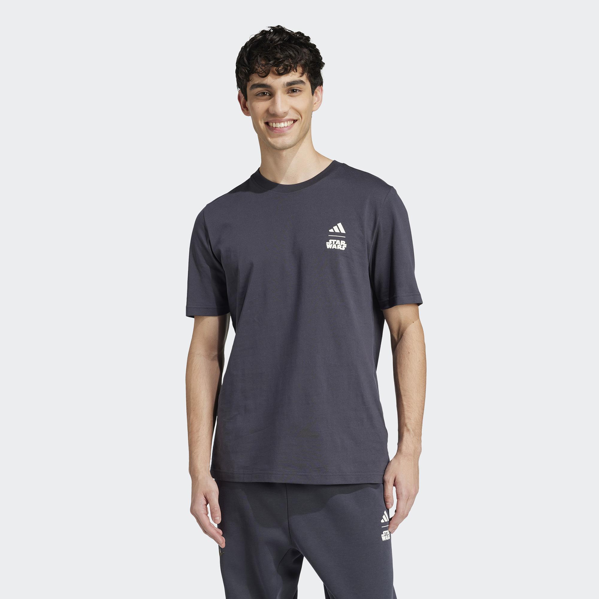 adidas X Star Wars The Mandalorian Regular Fit Back Graphic Erkek Gri T-Shirt