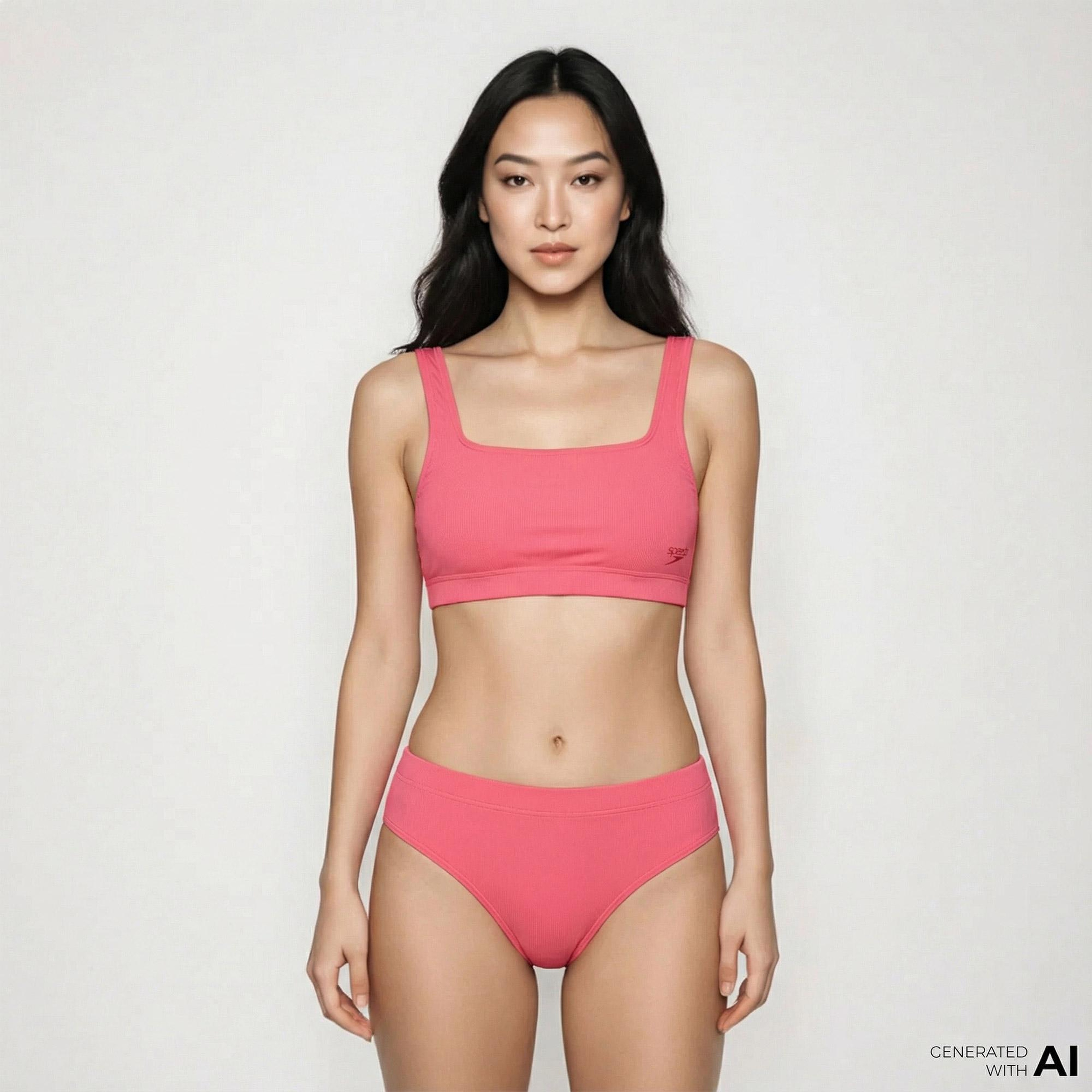 Speedo Textured Deep U-Back 2 Piece Kadın Pembe Mayo