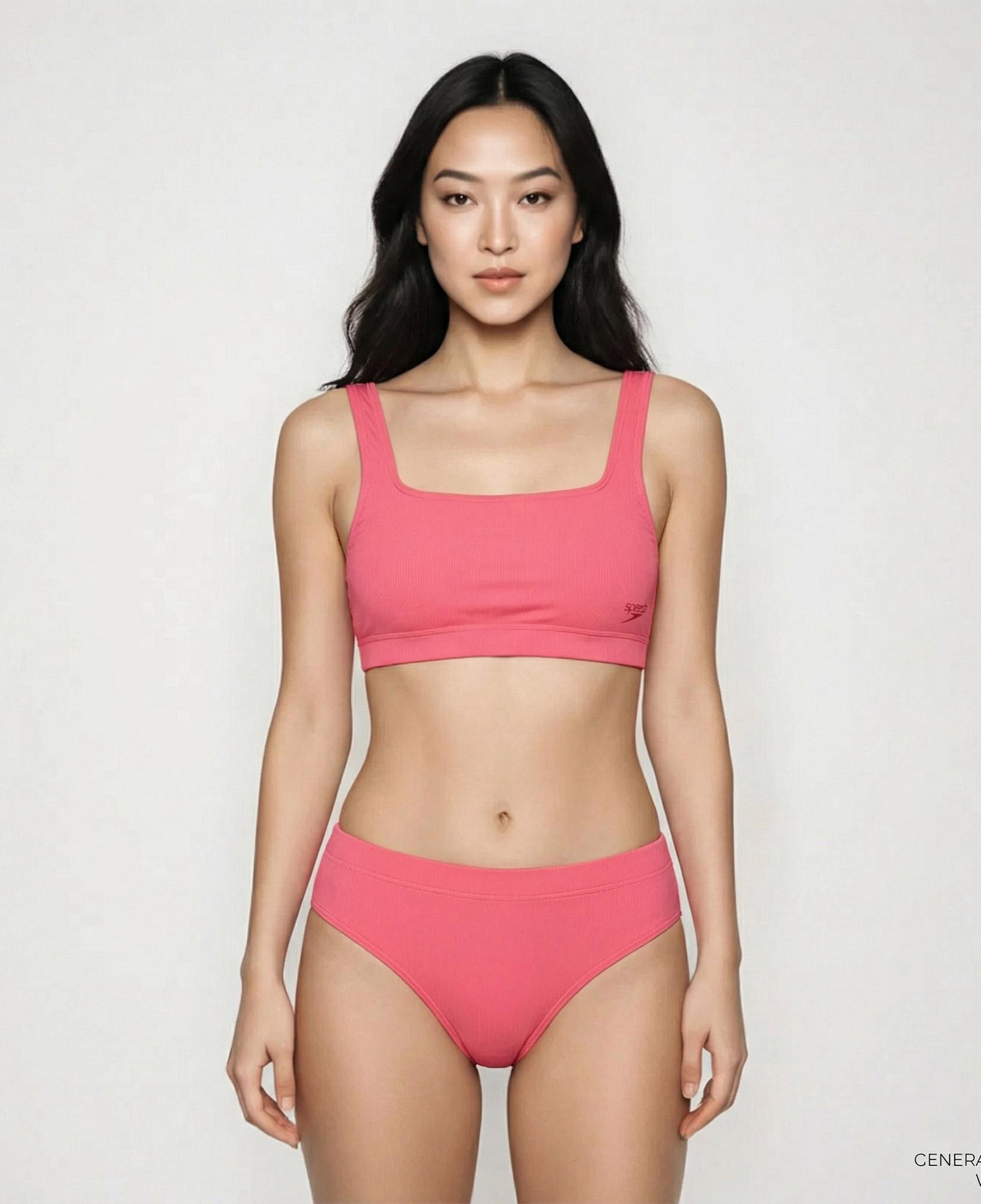 Speedo Textured Deep U-Back 2 Piece Kadın Pembe Mayo