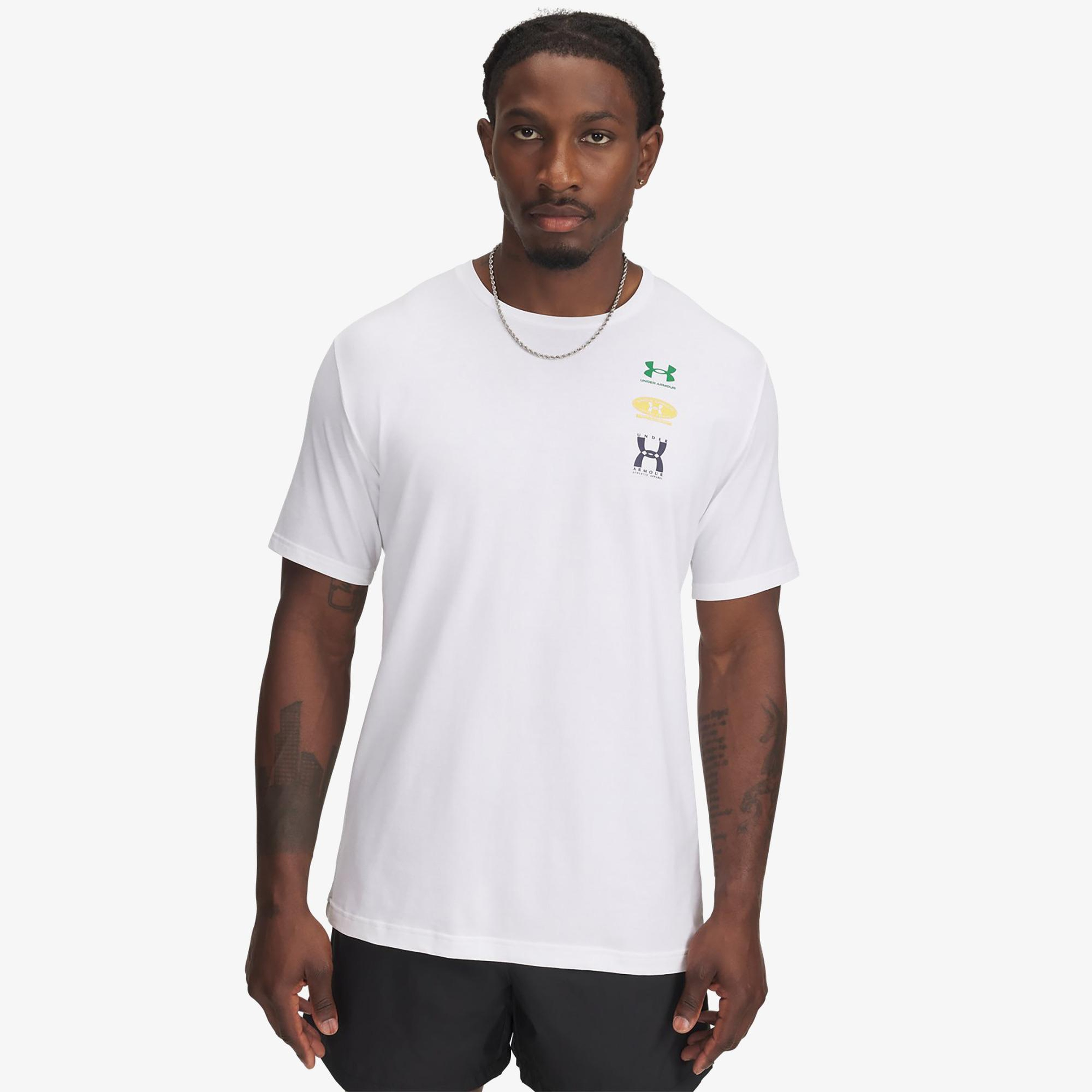 Under Armour Evol 60/40s Logo Erkek Beyaz T-Shirt