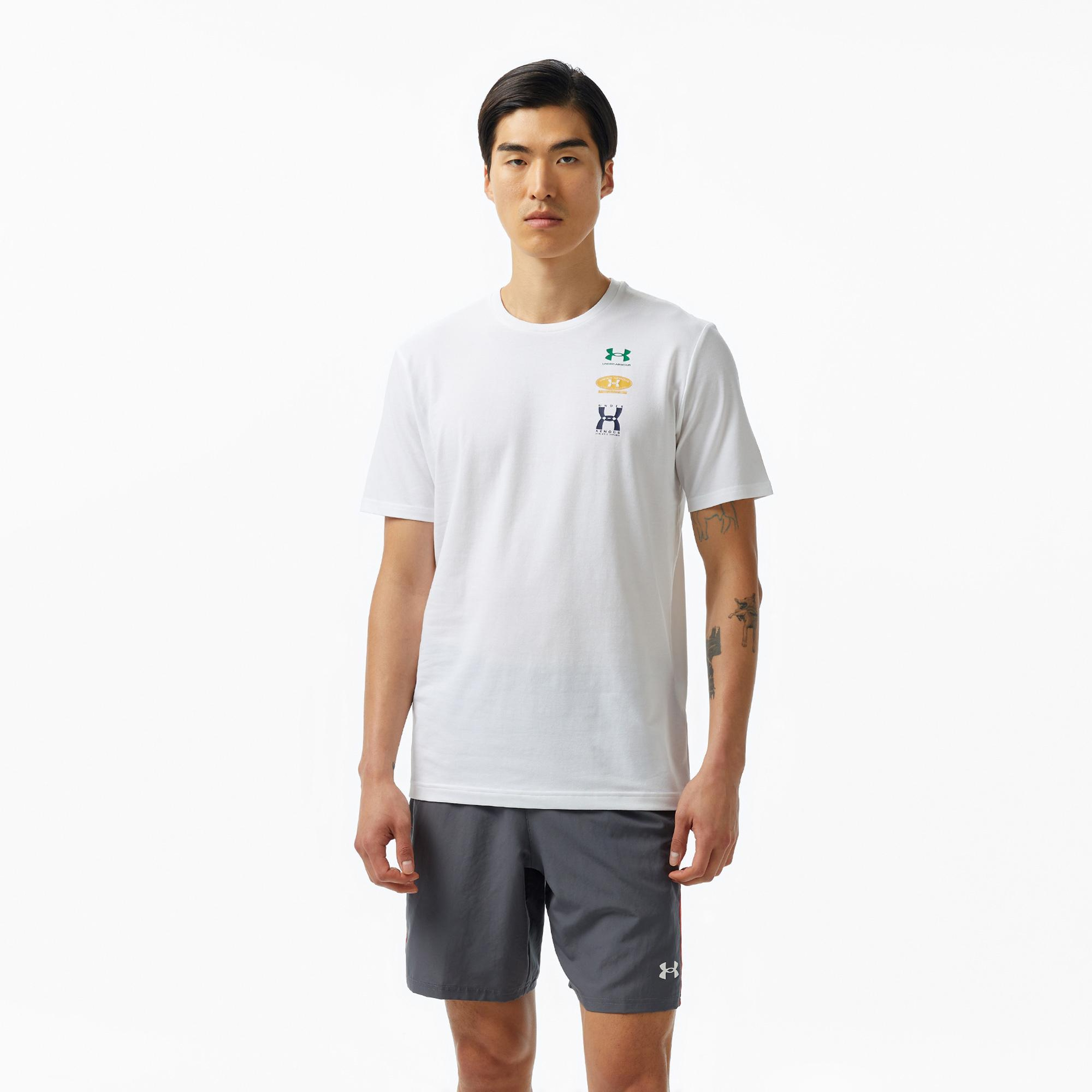 Under Armour Evol 60/40s Logo Erkek Beyaz T-Shirt