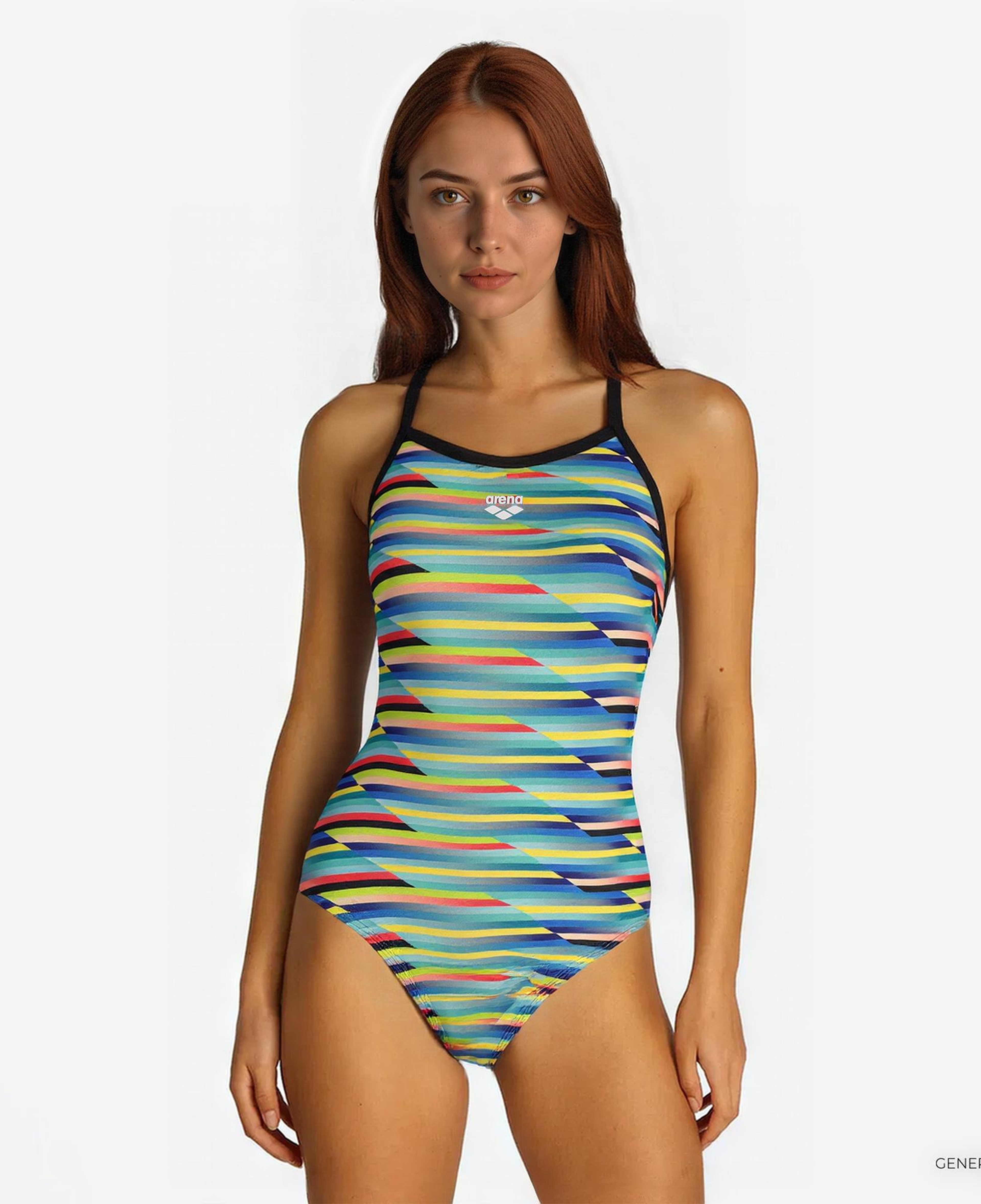 Arena Racing Stripe Suit Xcriss Cross Kadın Yeşil Mayo