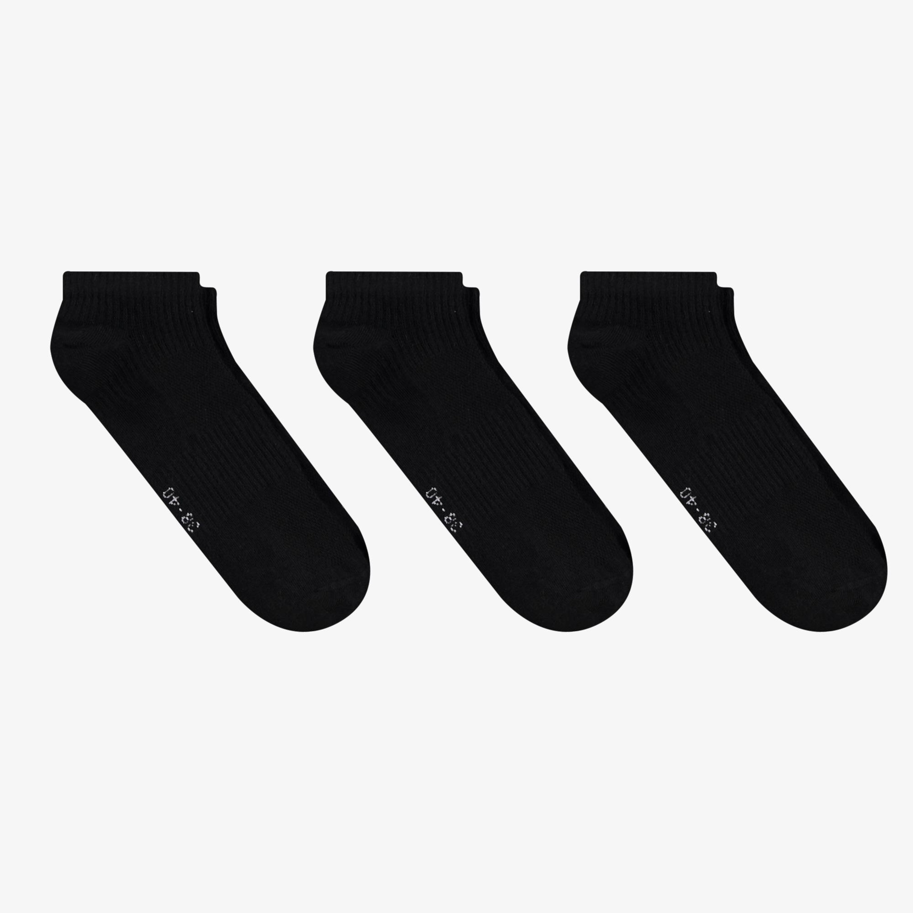 UNITED4 Unisex Siyah 3'lü Patik Çorap