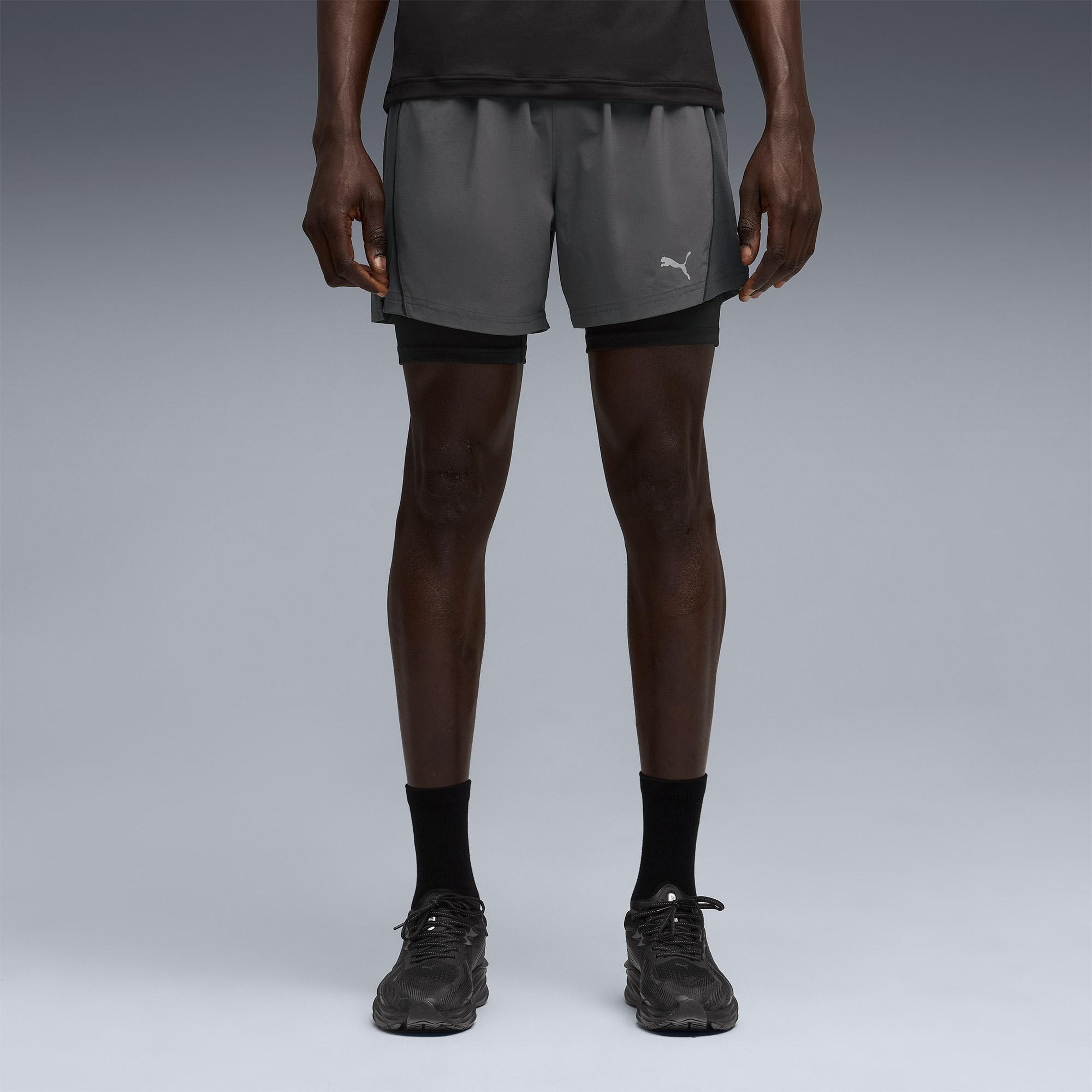 Puma Run Velocity 2in1 Erkek Gri Koşu Şortu