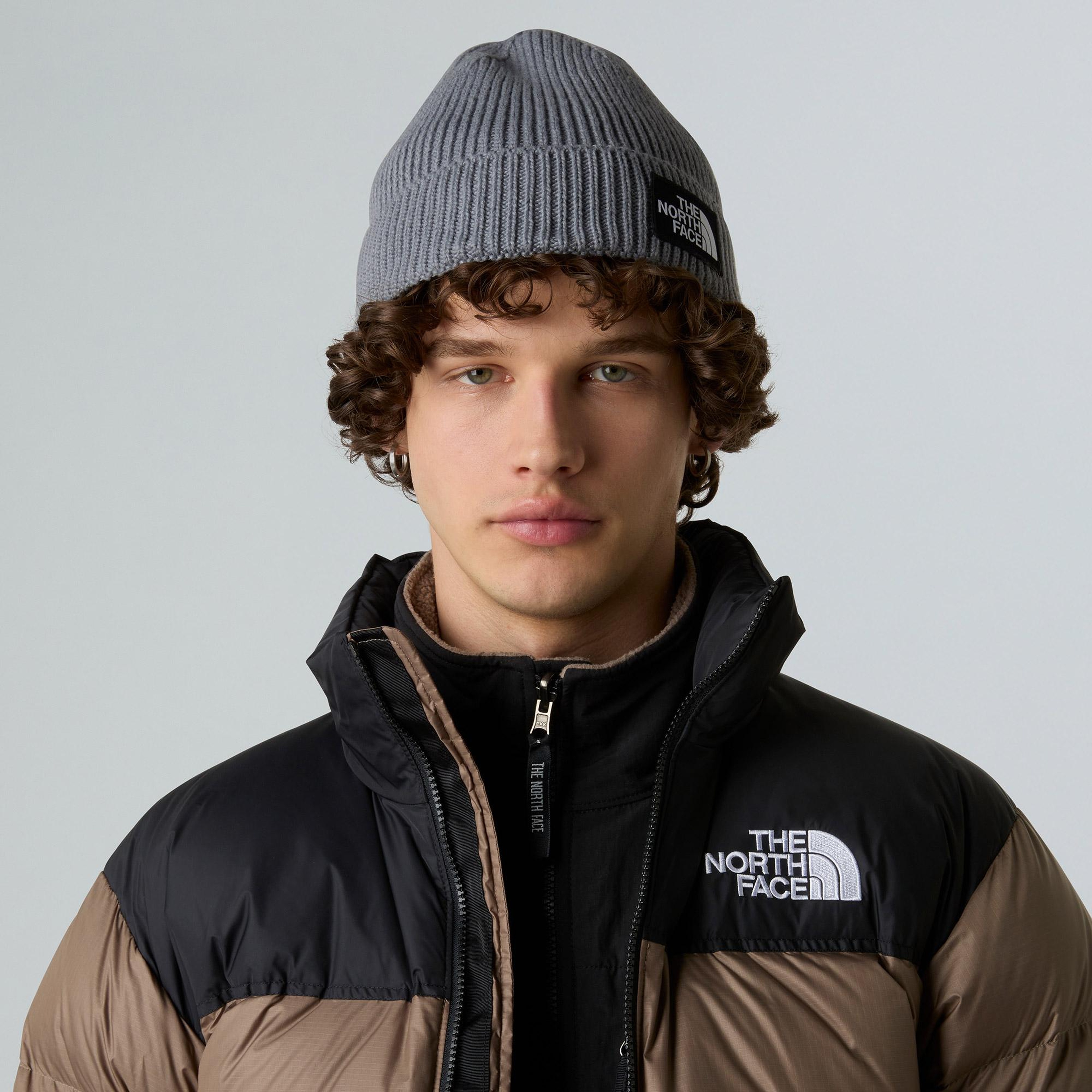 The North Face Logo Box Cuffed Unisex Gri Outdoor Bere