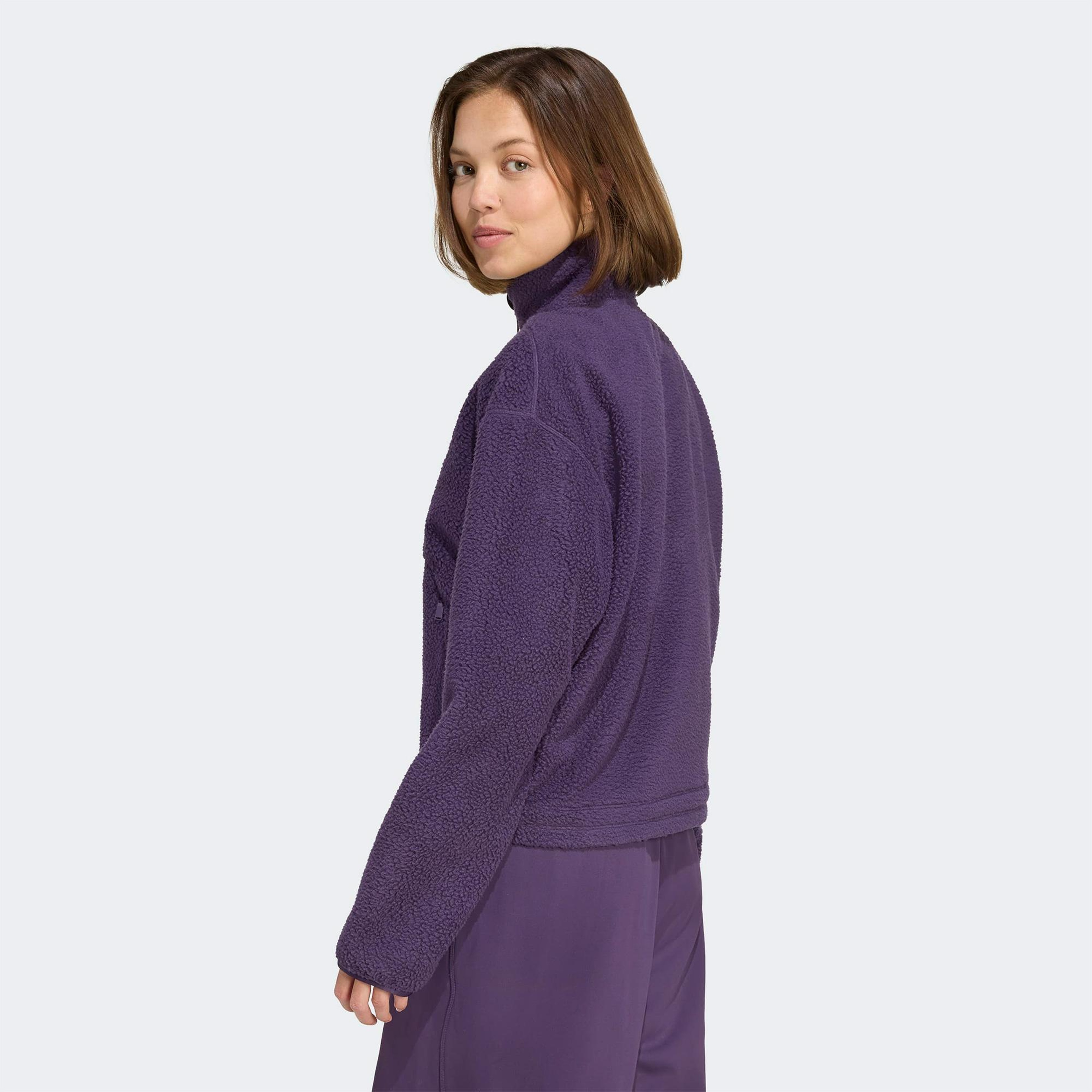 adidas City Tech High Pile Fleece Half Zip Kadın Mor Polar