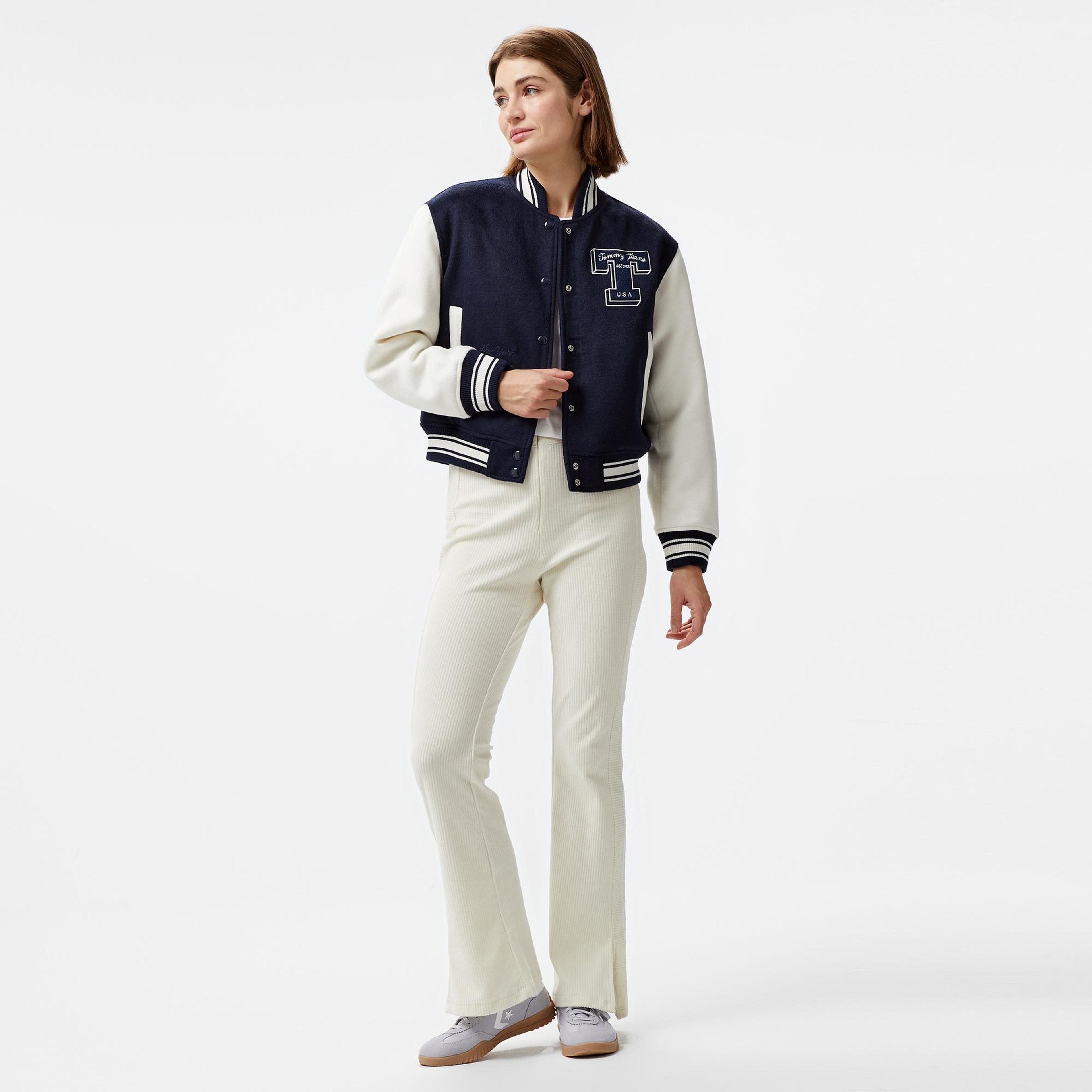 Tommy Jeans Letterman Kadın Mavi Ceket