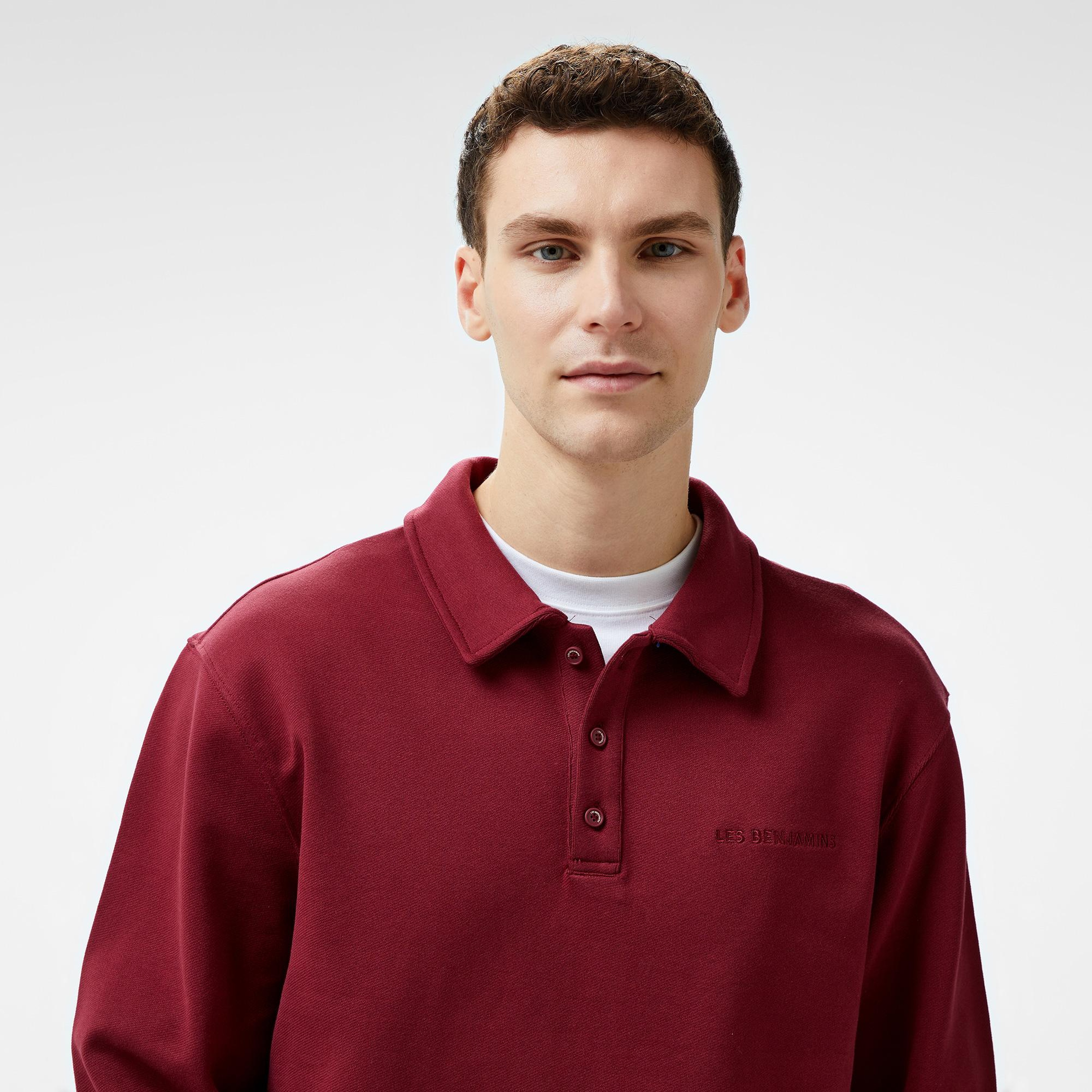 Les Benjamins Long Sleeve Polo 301 Erkek Bordo T-Shirt