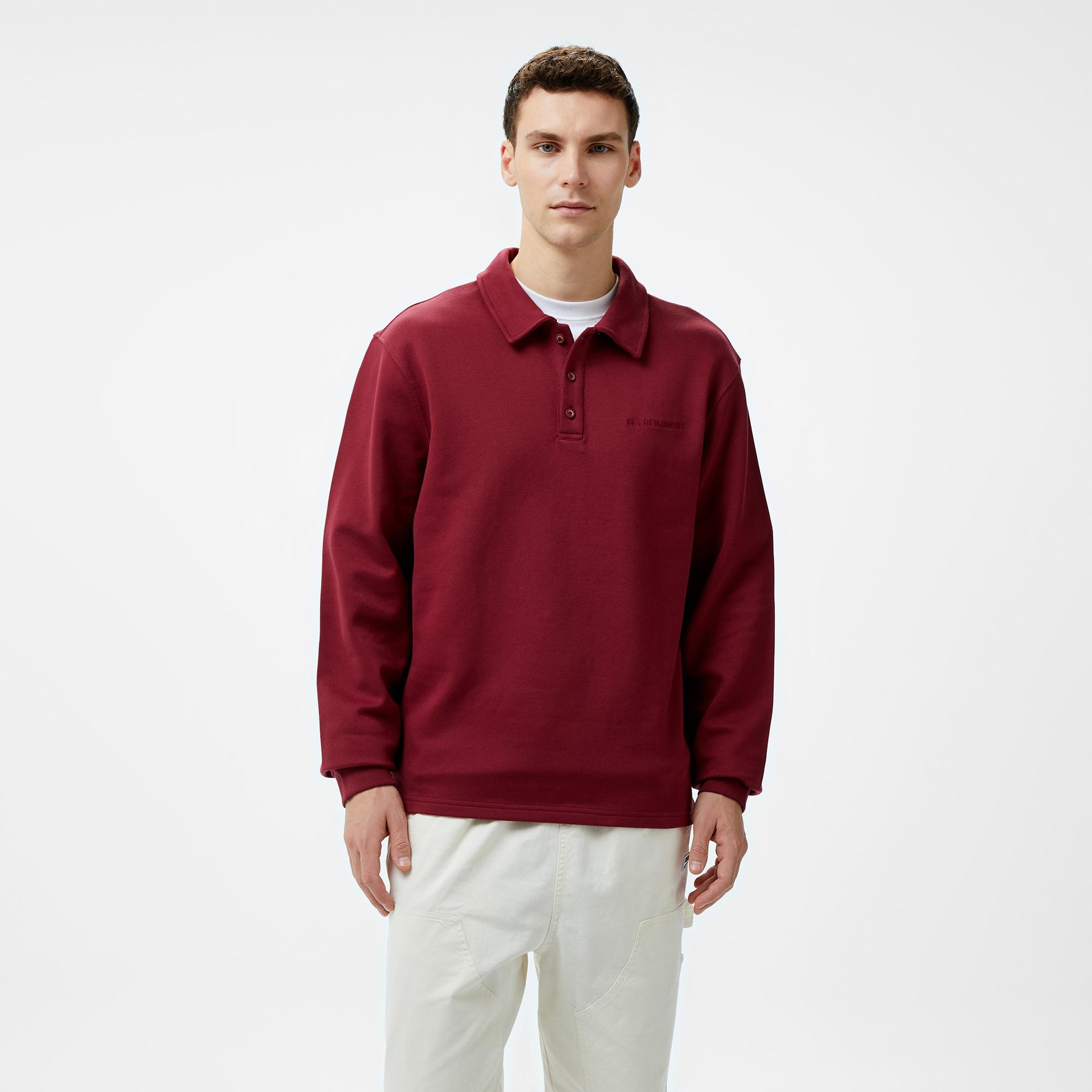 Les Benjamins Long Sleeve Polo 301 Erkek Bordo T-Shirt