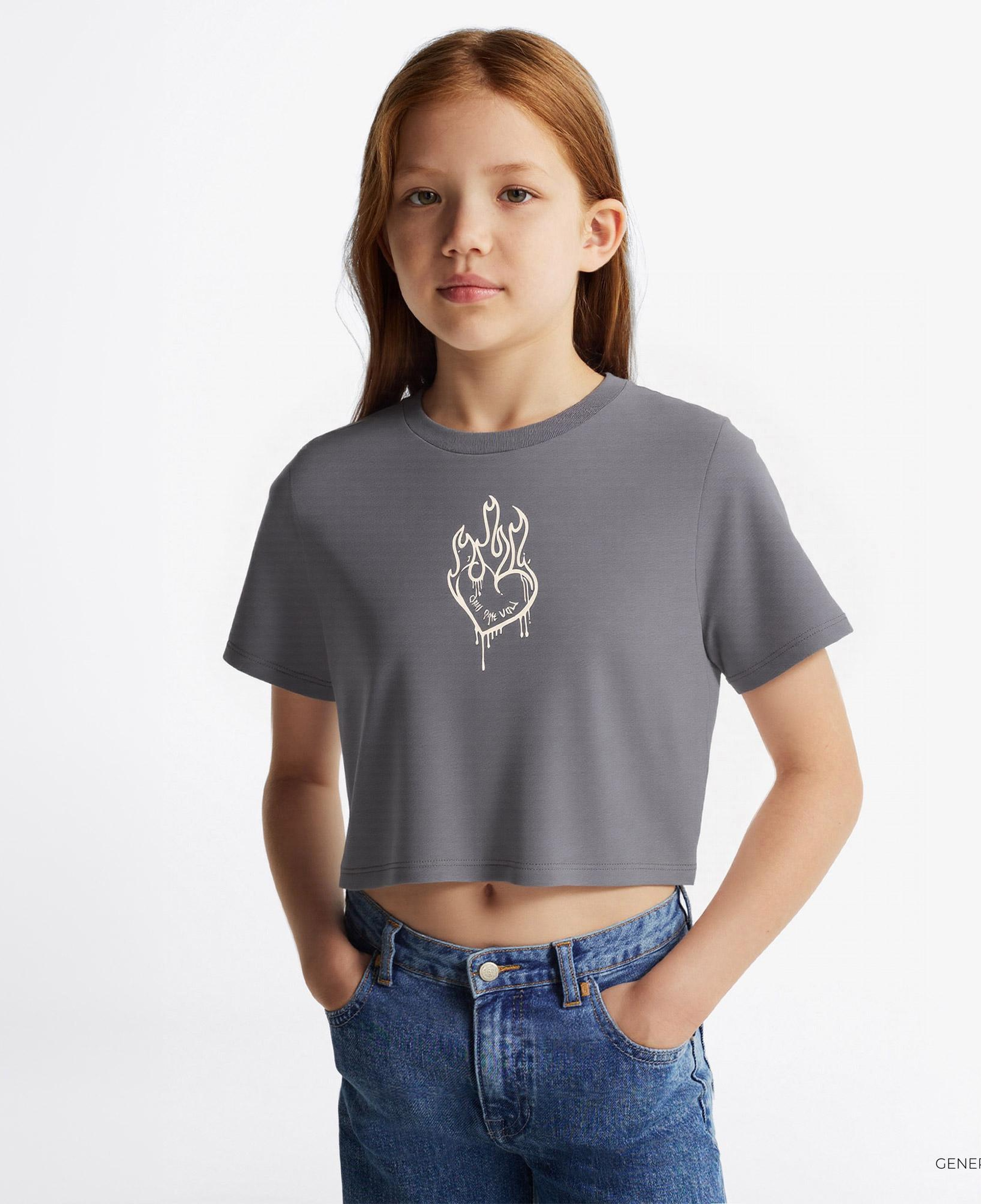Vans Fire in Your Heart Ss Çocuk Gri T-Shirt