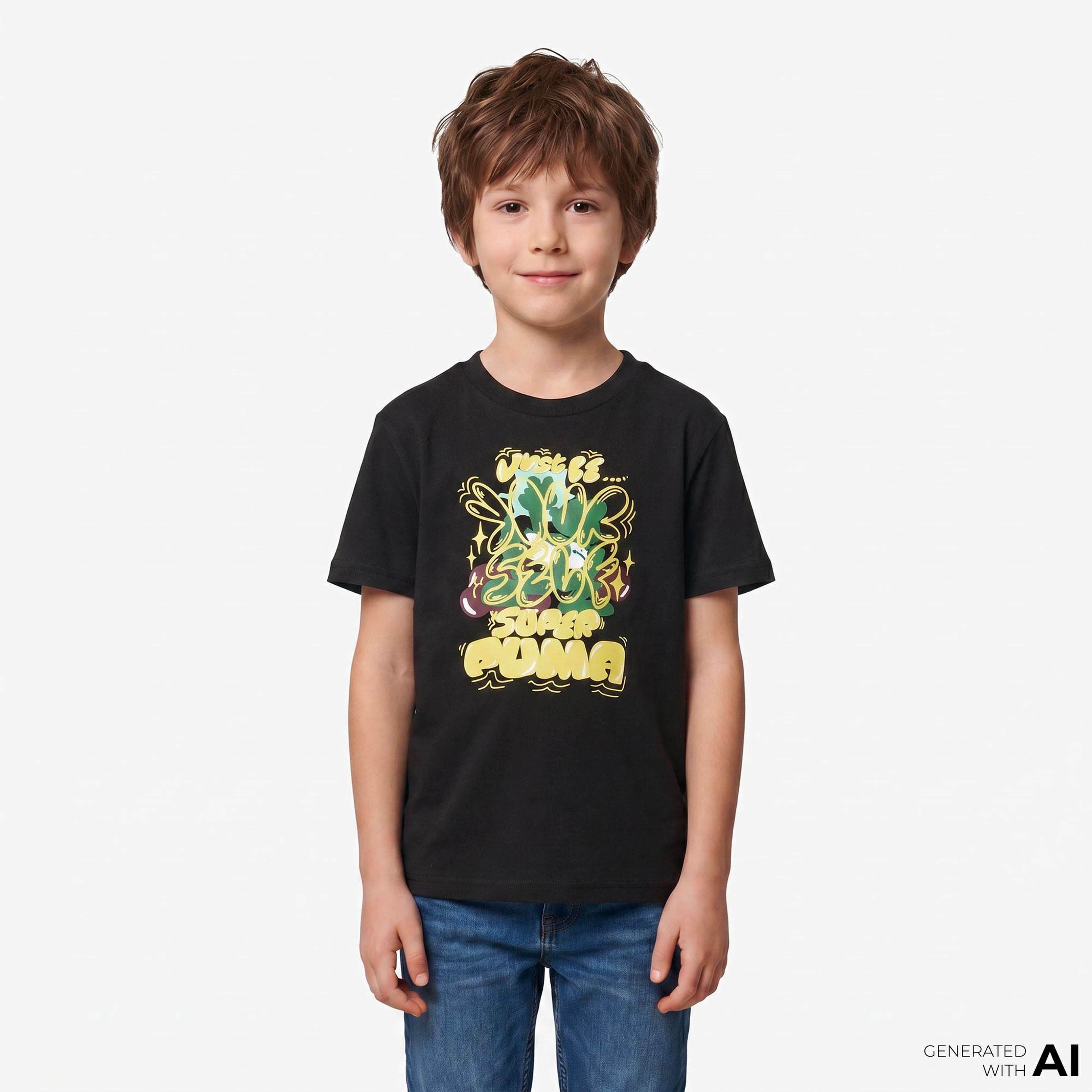 Puma Graphic Super Çocuk Siyah T-Shirt