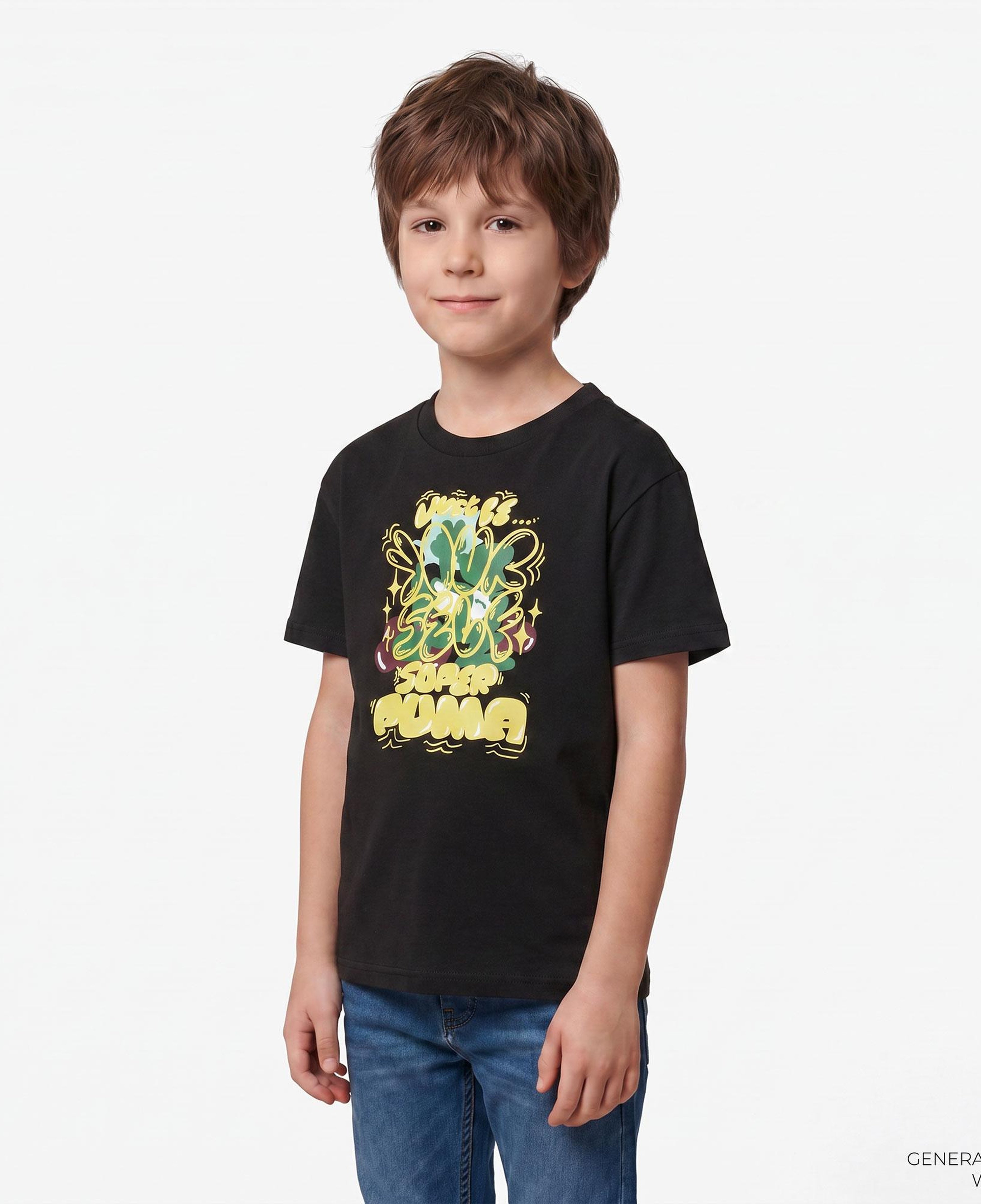 Puma Graphic Super Çocuk Siyah T-Shirt