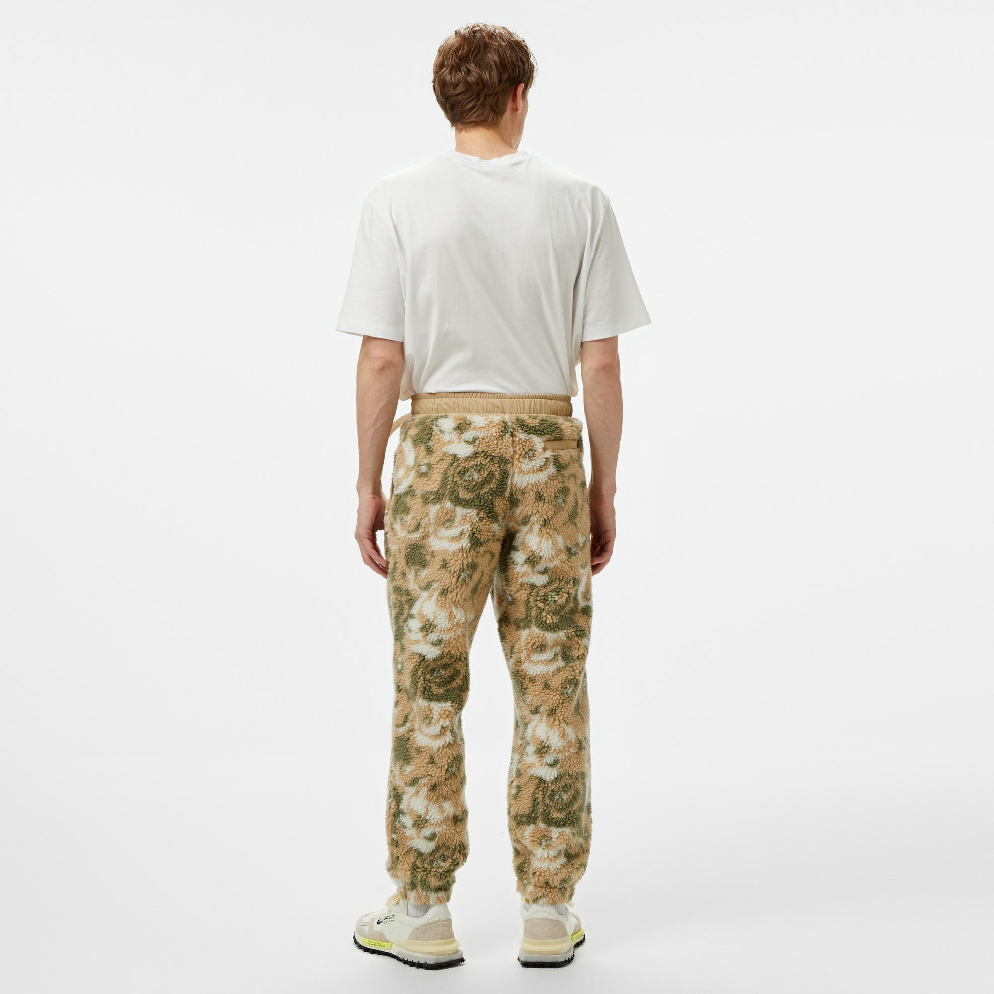 Erkek Tapered Fit Desenli Bej Eşofman Altı