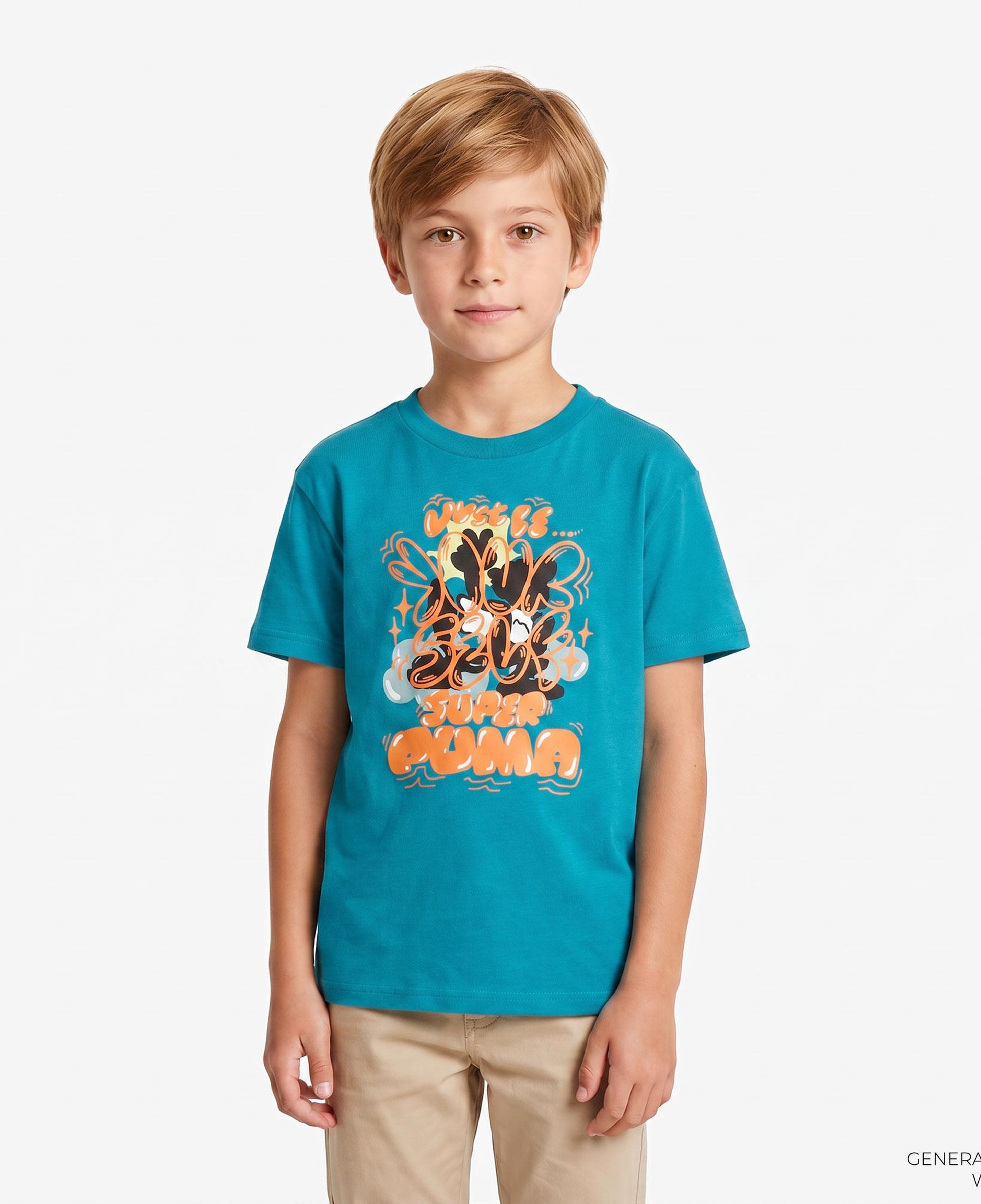 Puma Graphic Super Çocuk Mavi T-Shirt