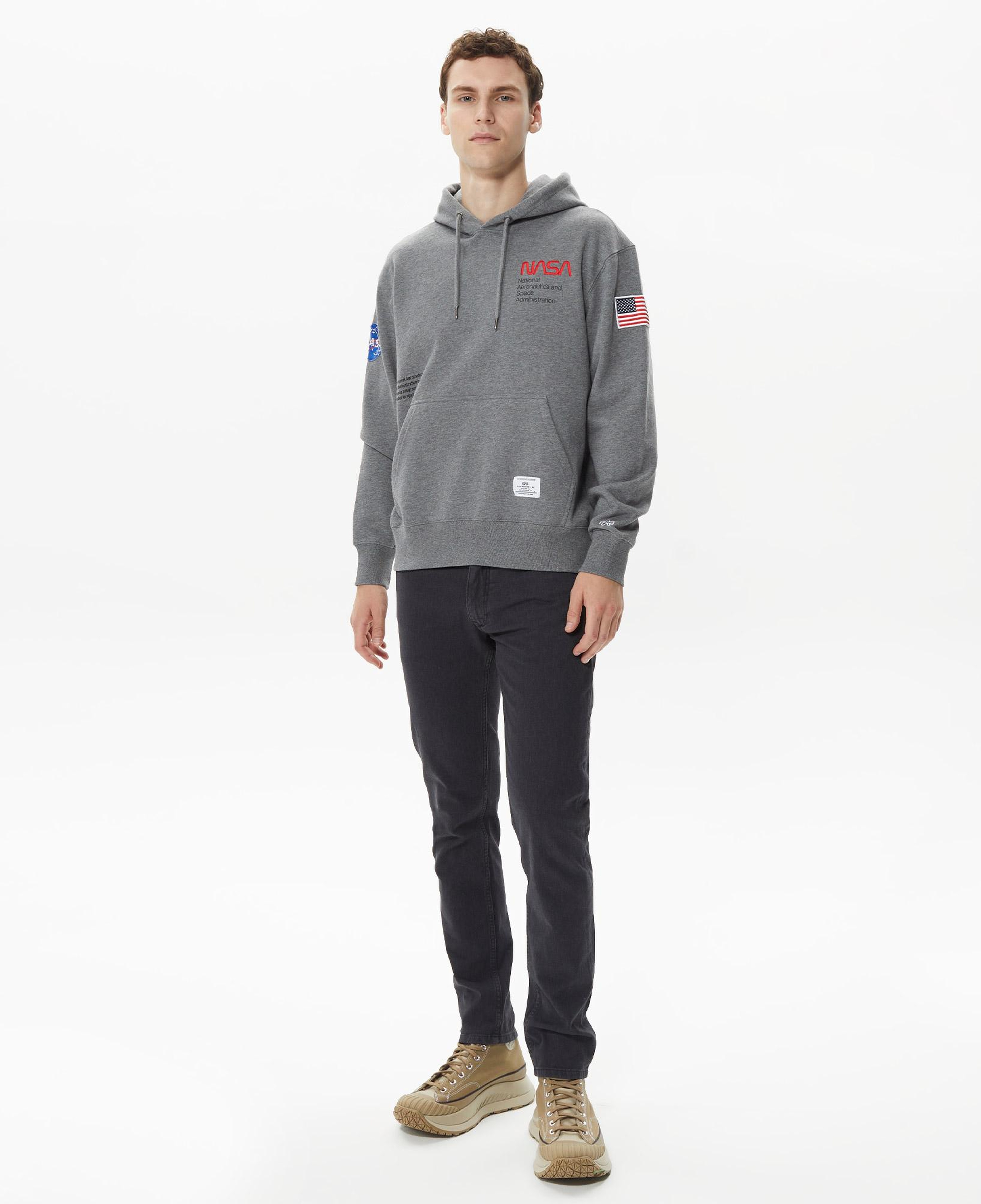 Alpha Industries Nasa Erkek Gri Hoodie