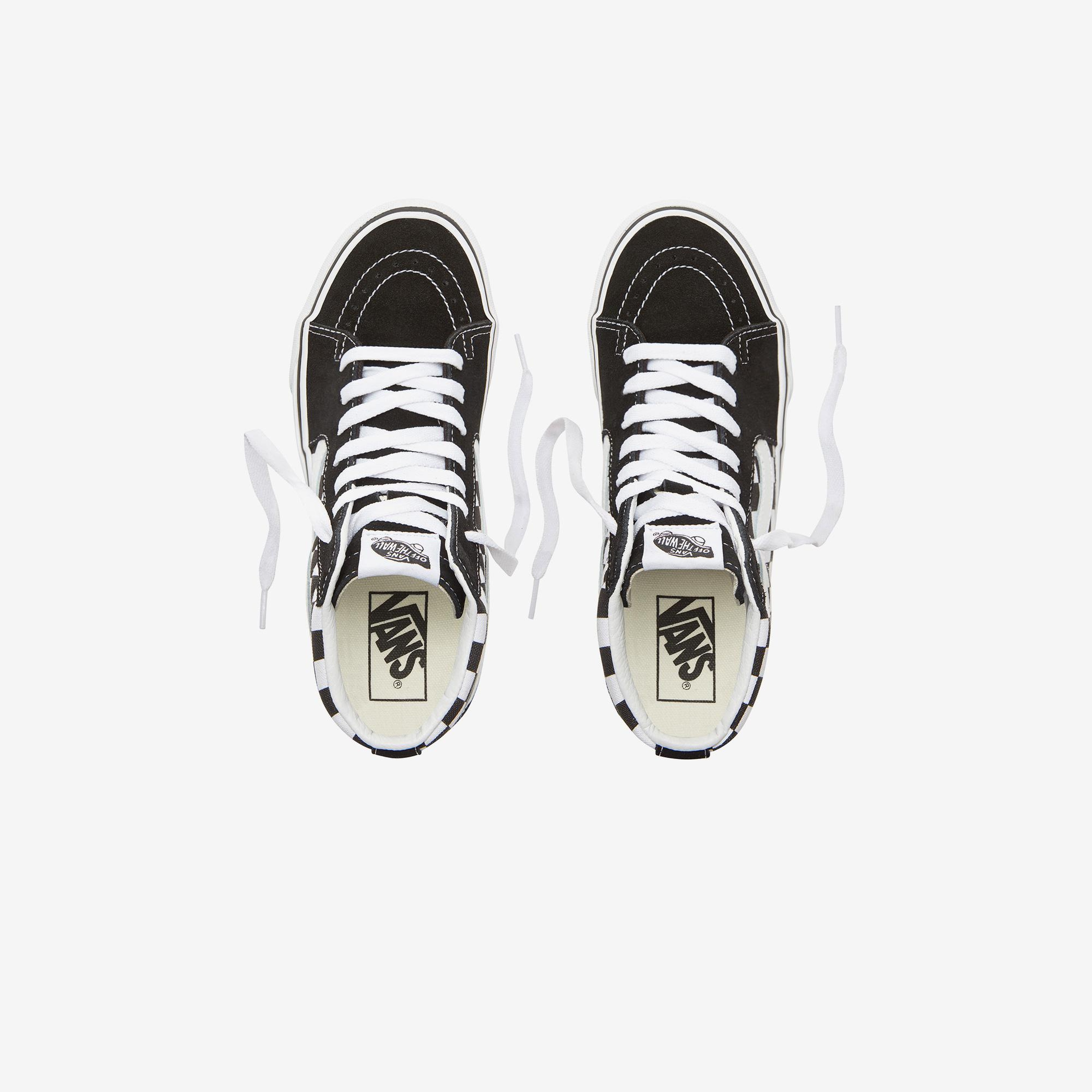 Vans Checkerboard Sk8-HI Platform 2.0 Siyah - Beyaz Kadın Sneaker