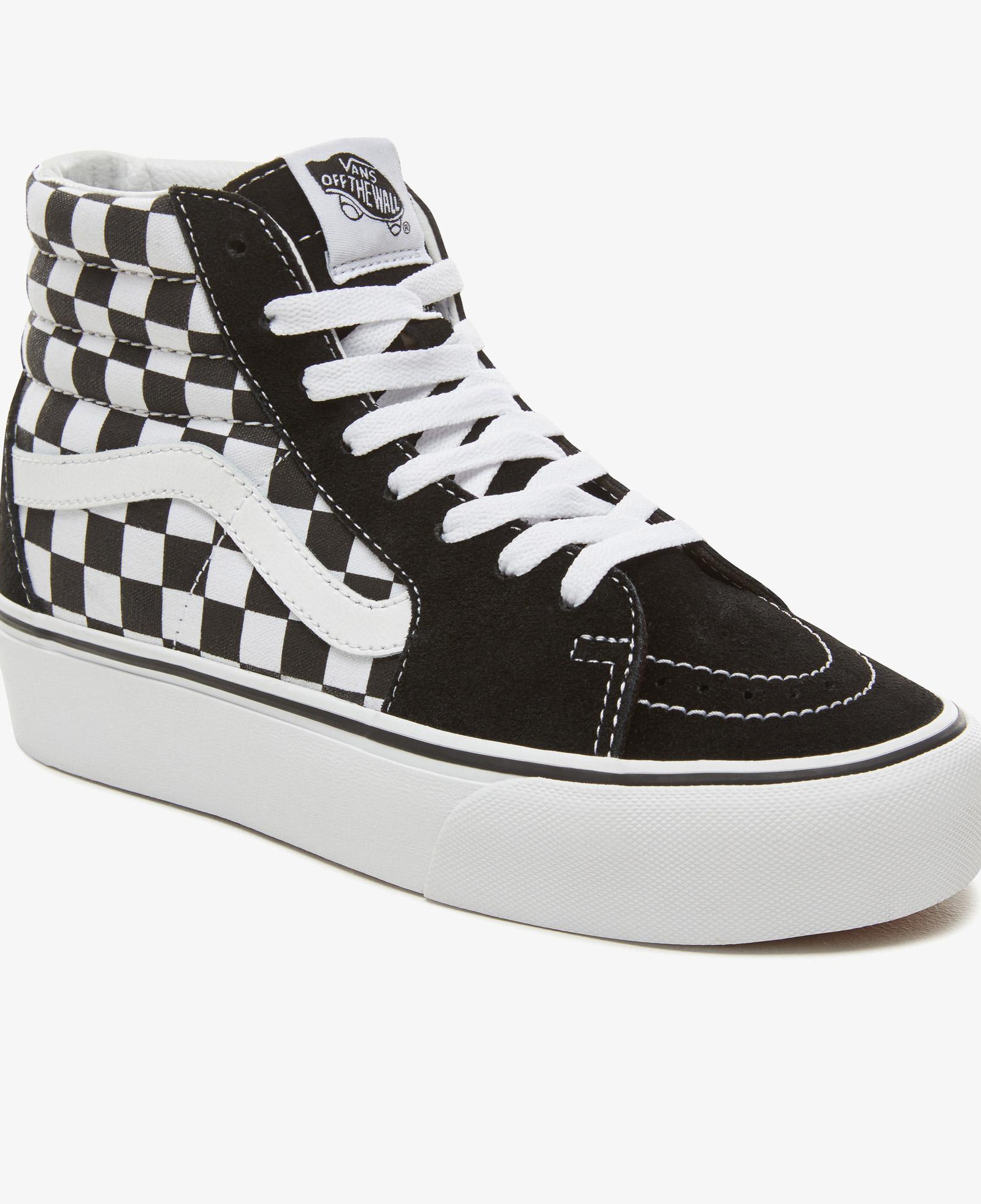 Vans Checkerboard Sk8-HI Platform 2.0 Siyah - Beyaz Kadın Sneaker