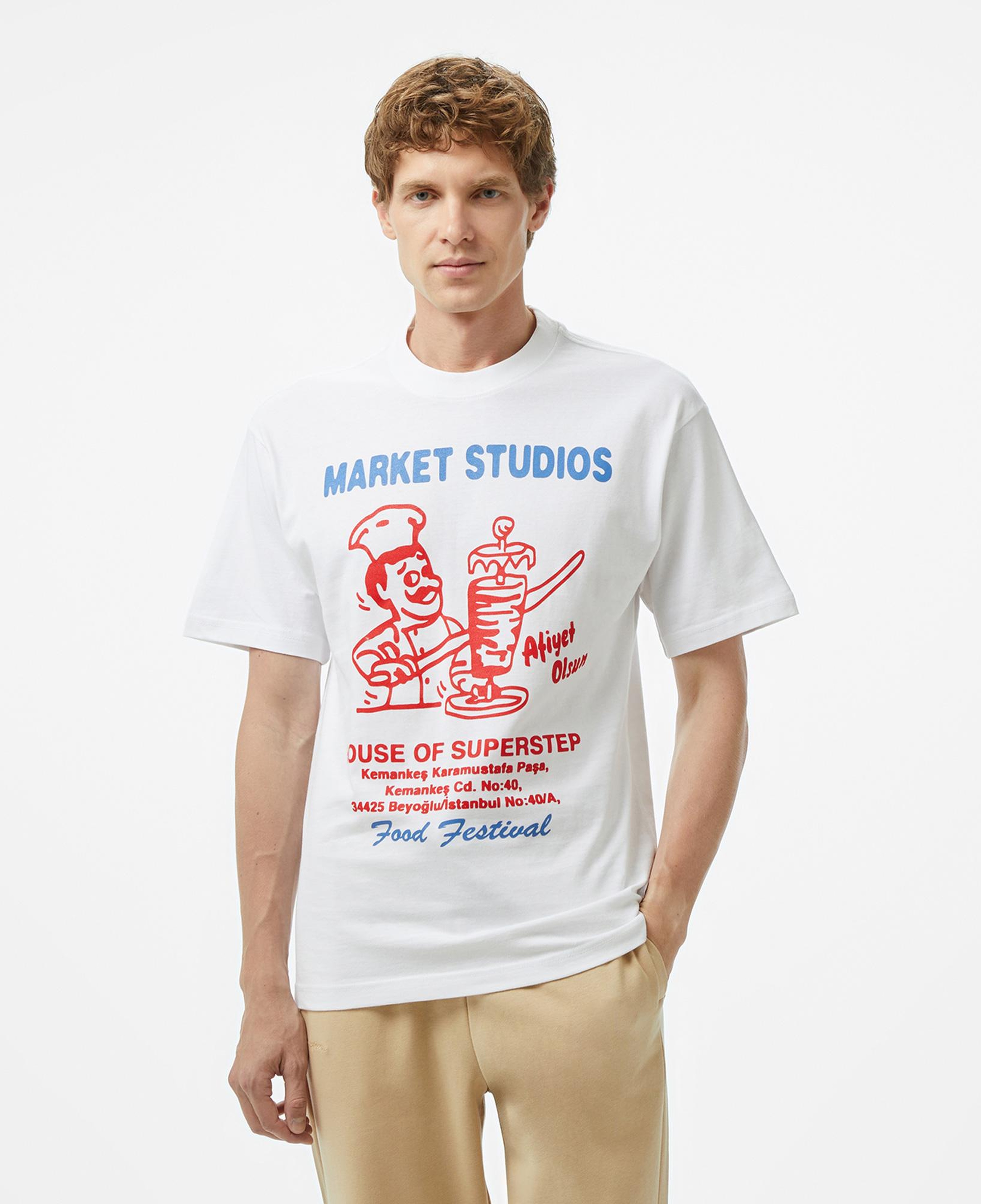 Market x HOSS Doner Erkek Beyaz T-Shirt