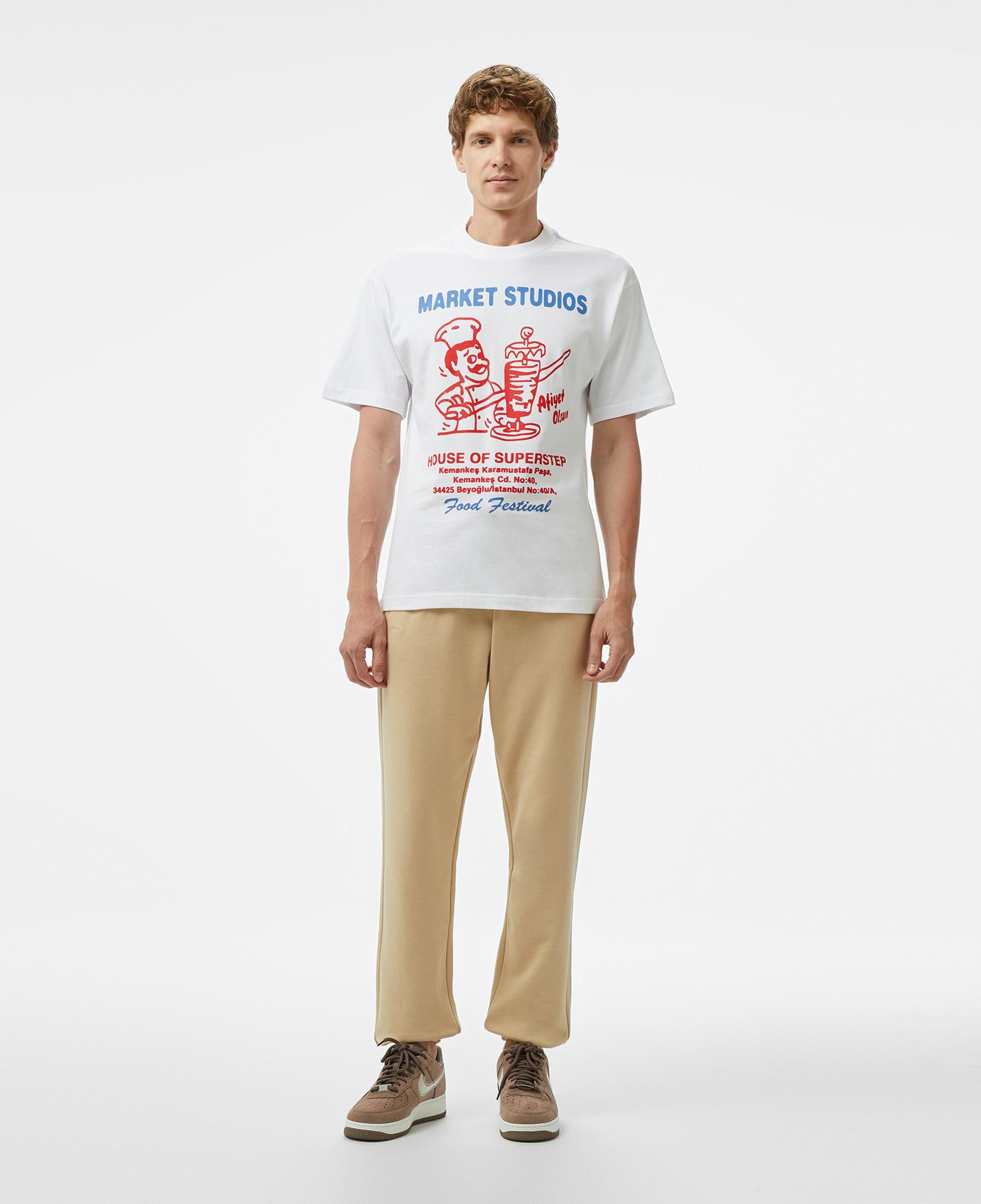 Market x HOSS Doner Erkek Beyaz T-Shirt