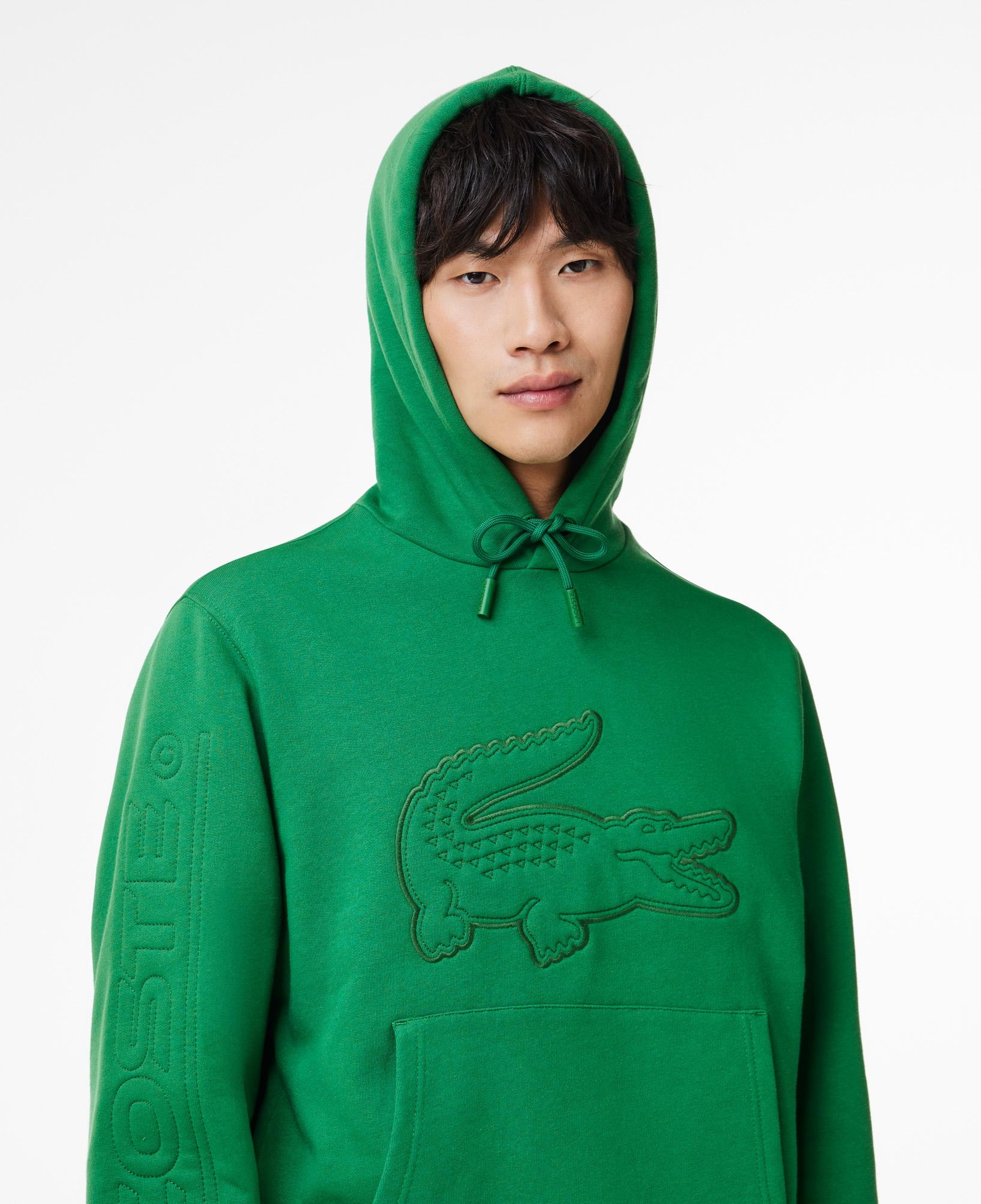 Erkek Relaxed Fit Kapüşonlu Baskılı Yeşil Sweatshirt