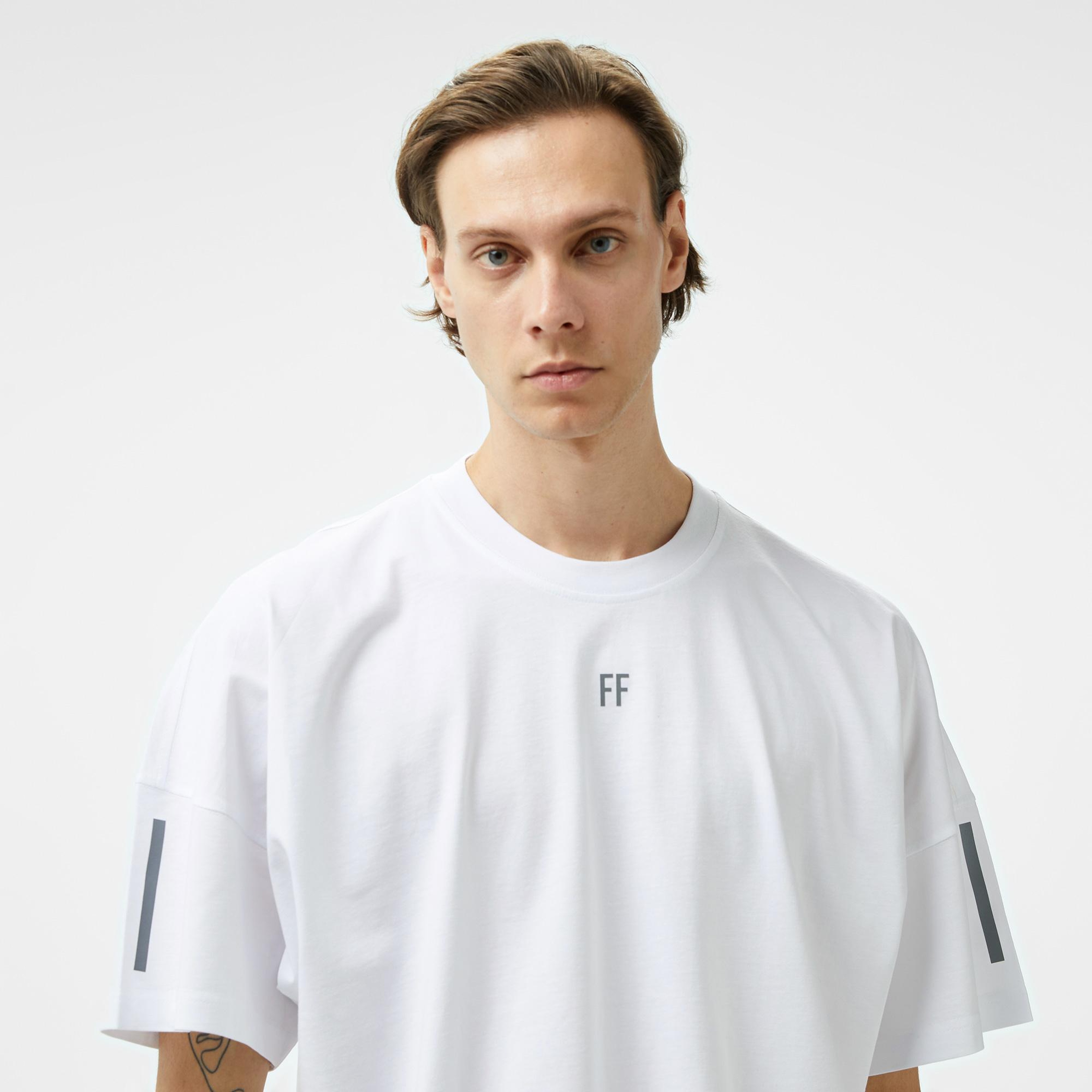 Forfun Reflective Ff Oversize Drop Shoulder Erkek Beyaz T-Shirt