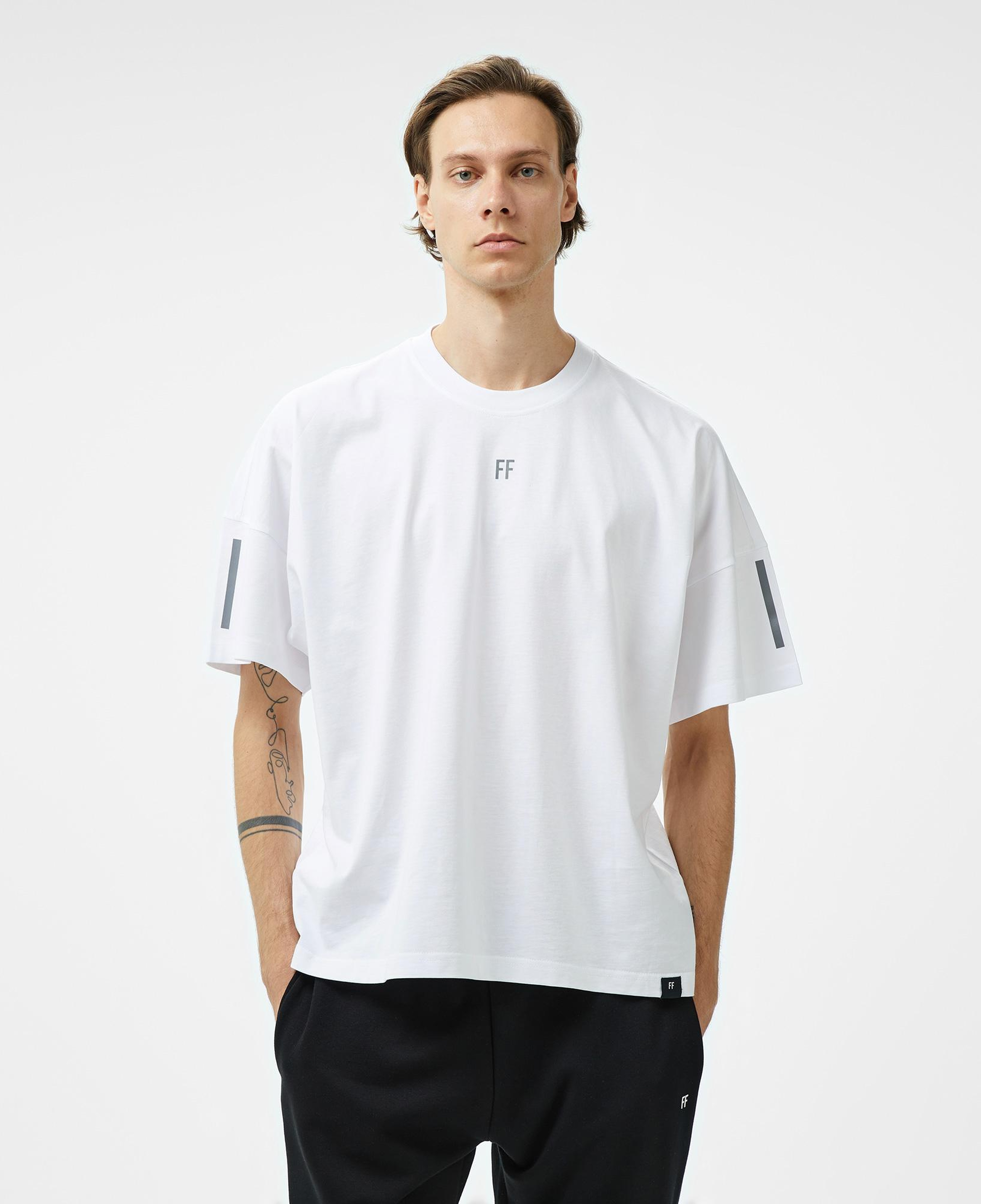 Forfun Reflective Ff Oversize Drop Shoulder Erkek Beyaz T-Shirt