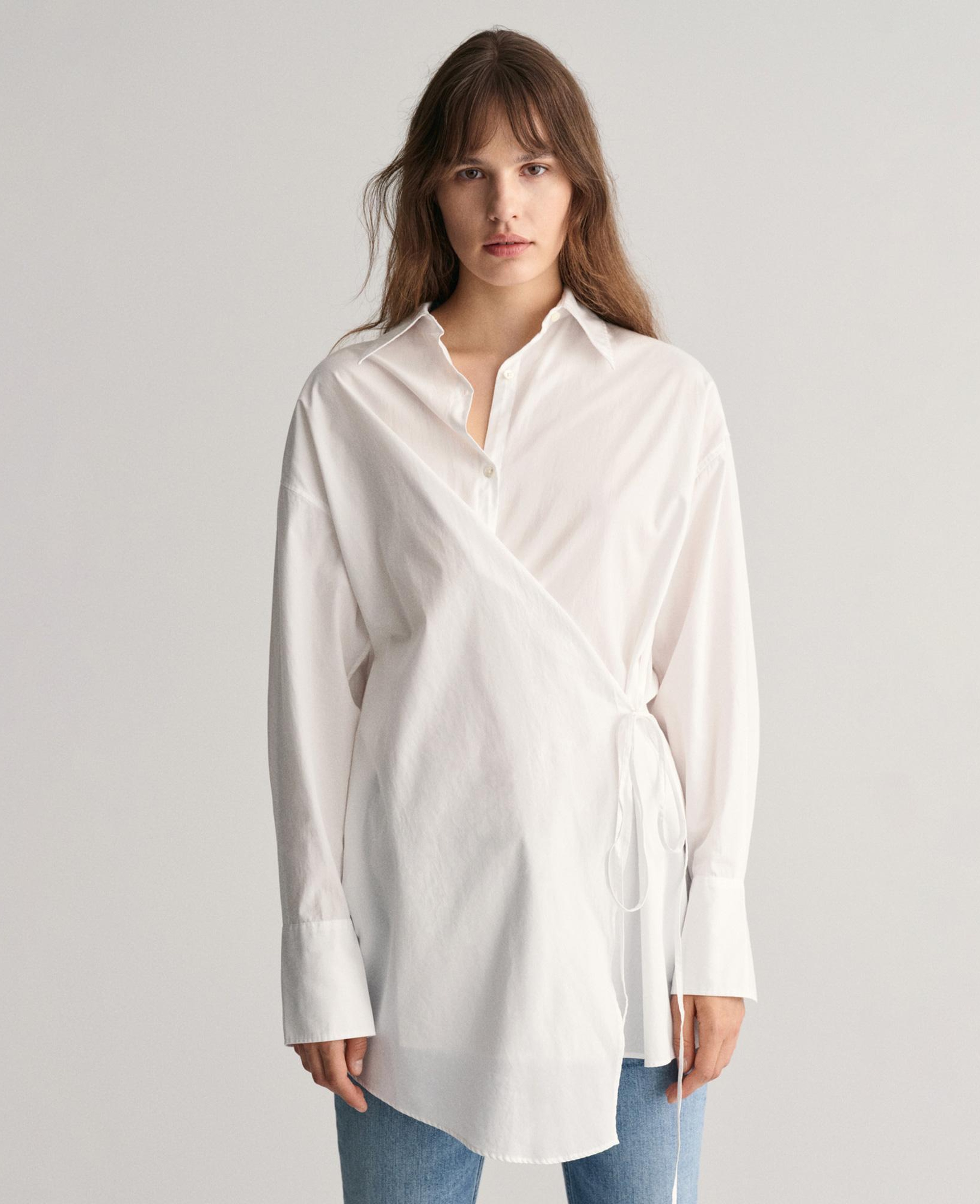 GANT Kadın Beyaz Oversize Fit Klasik Yaka Gömlek