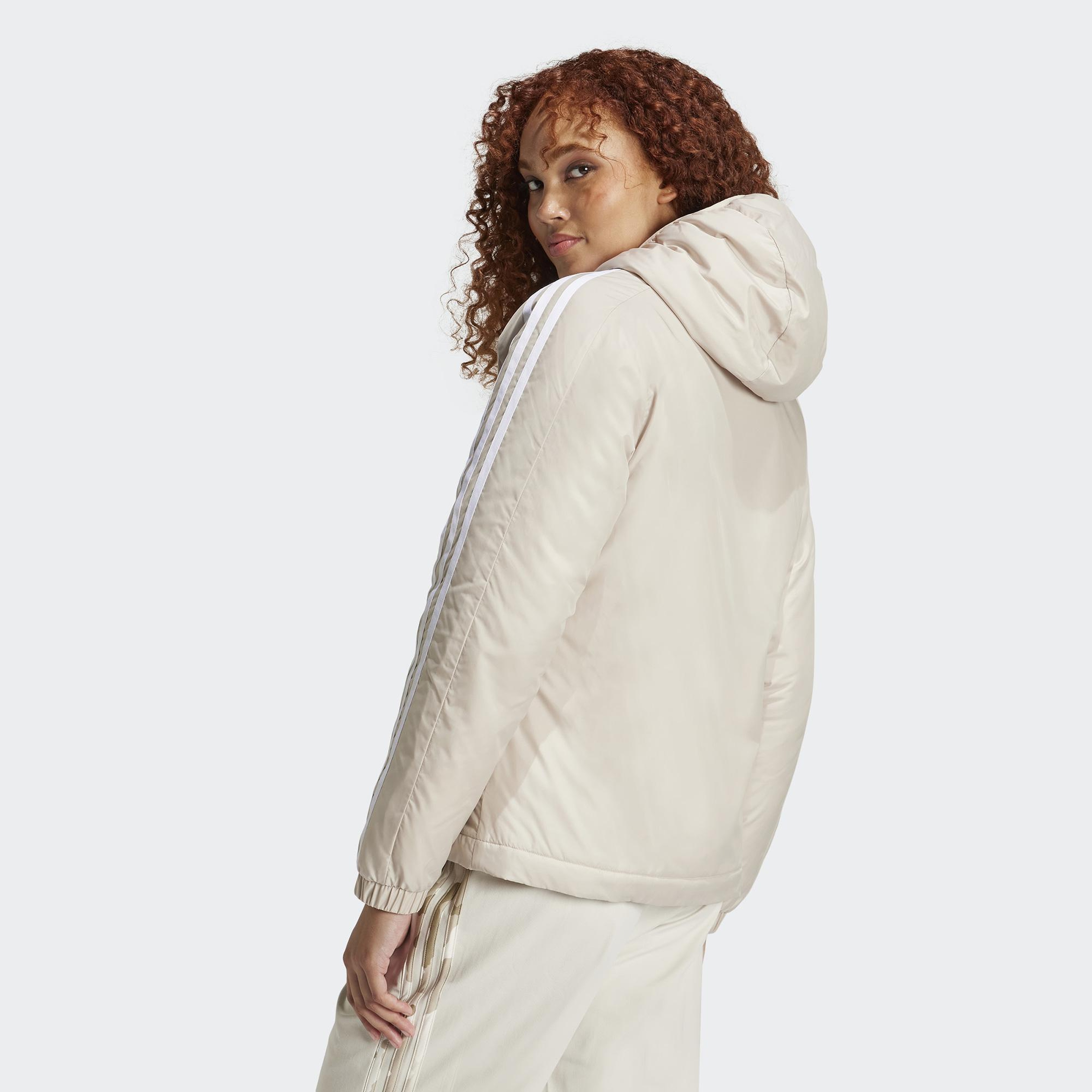 adidas Sportswear Essentials 3 Striped Insulated Kadın Bej Mont