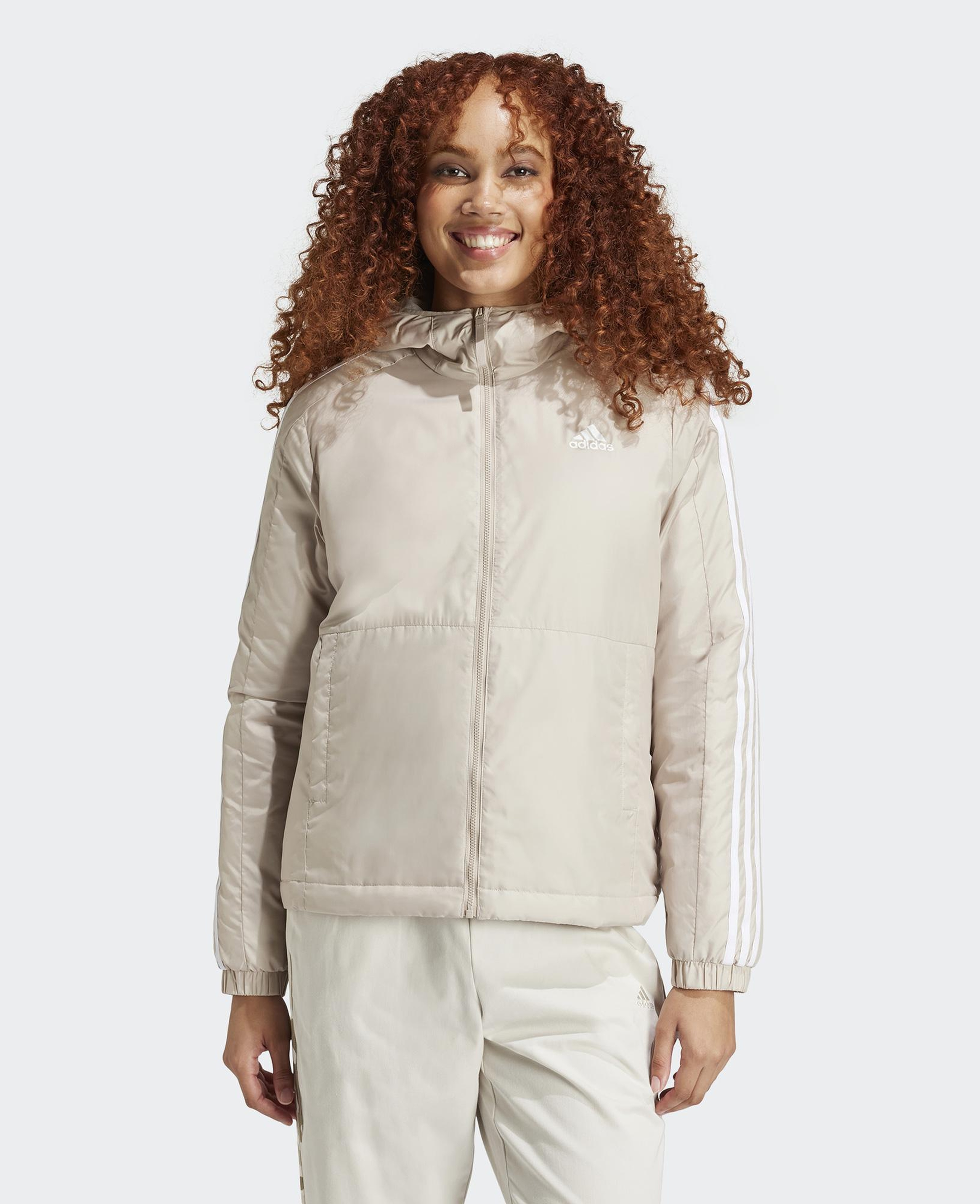 adidas Sportswear Essentials 3 Striped Insulated Kadın Bej Mont