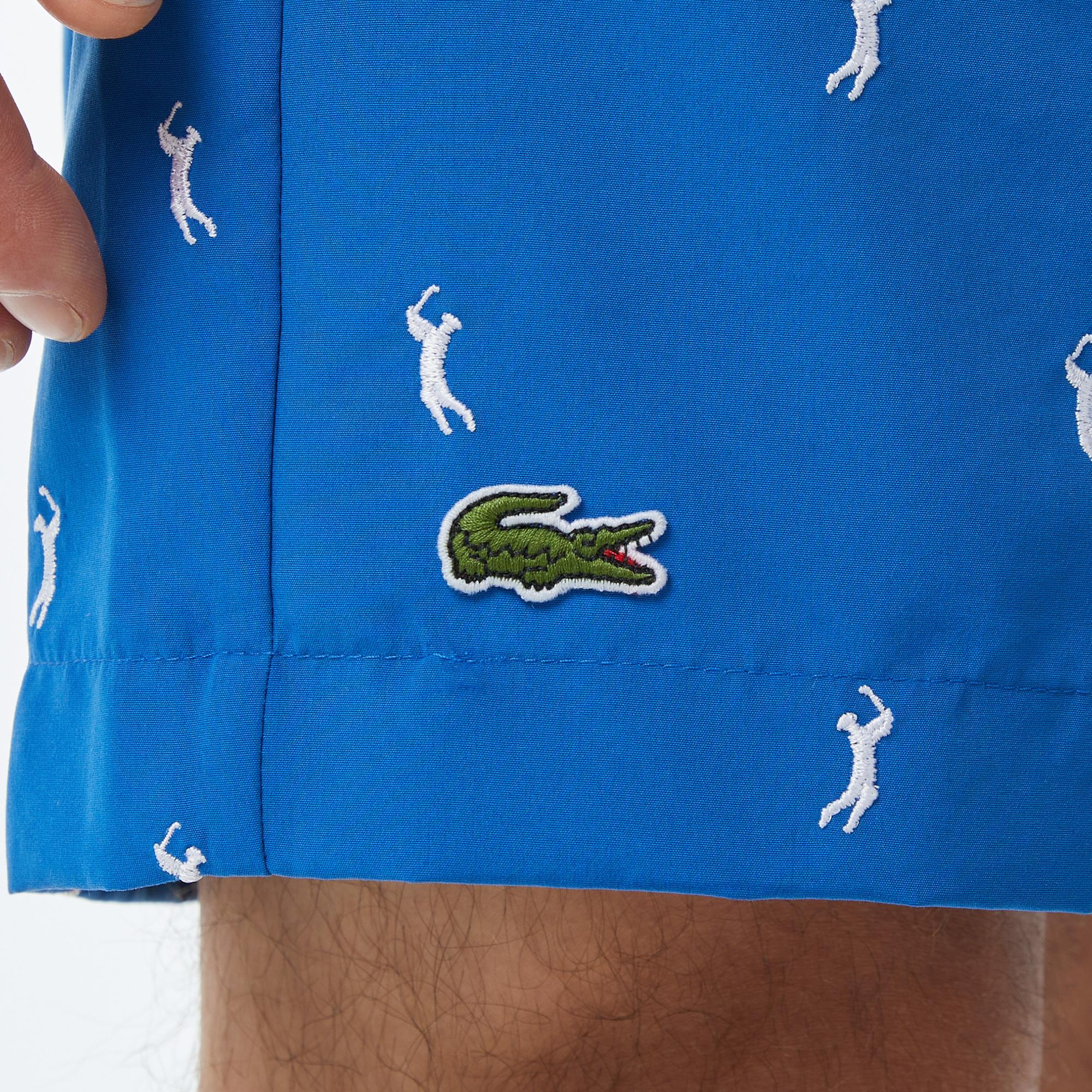 Lacoste Erkek Regular Fit Desenli Lacivert Deniz Şortu