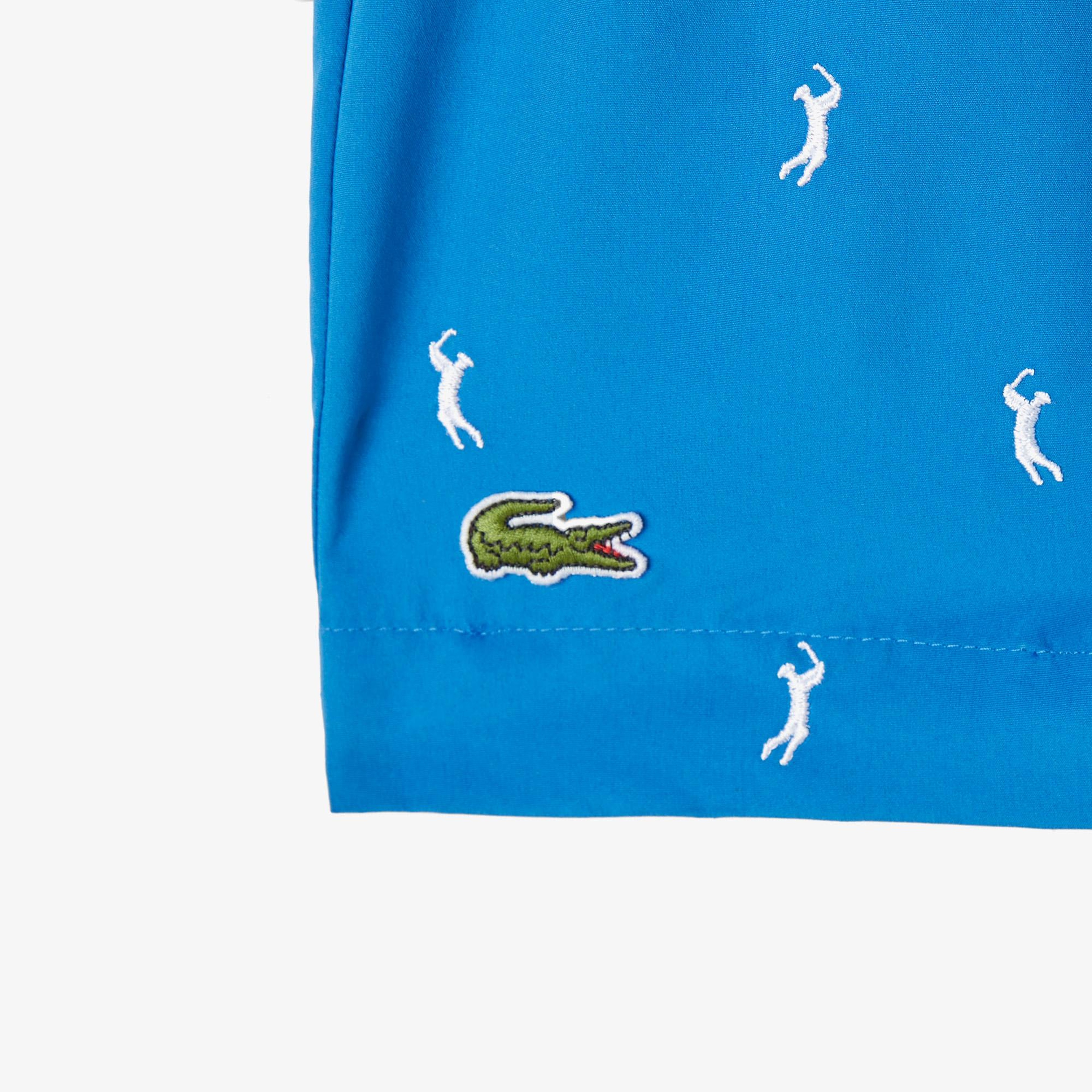 Lacoste Erkek Regular Fit Desenli Lacivert Deniz Şortu