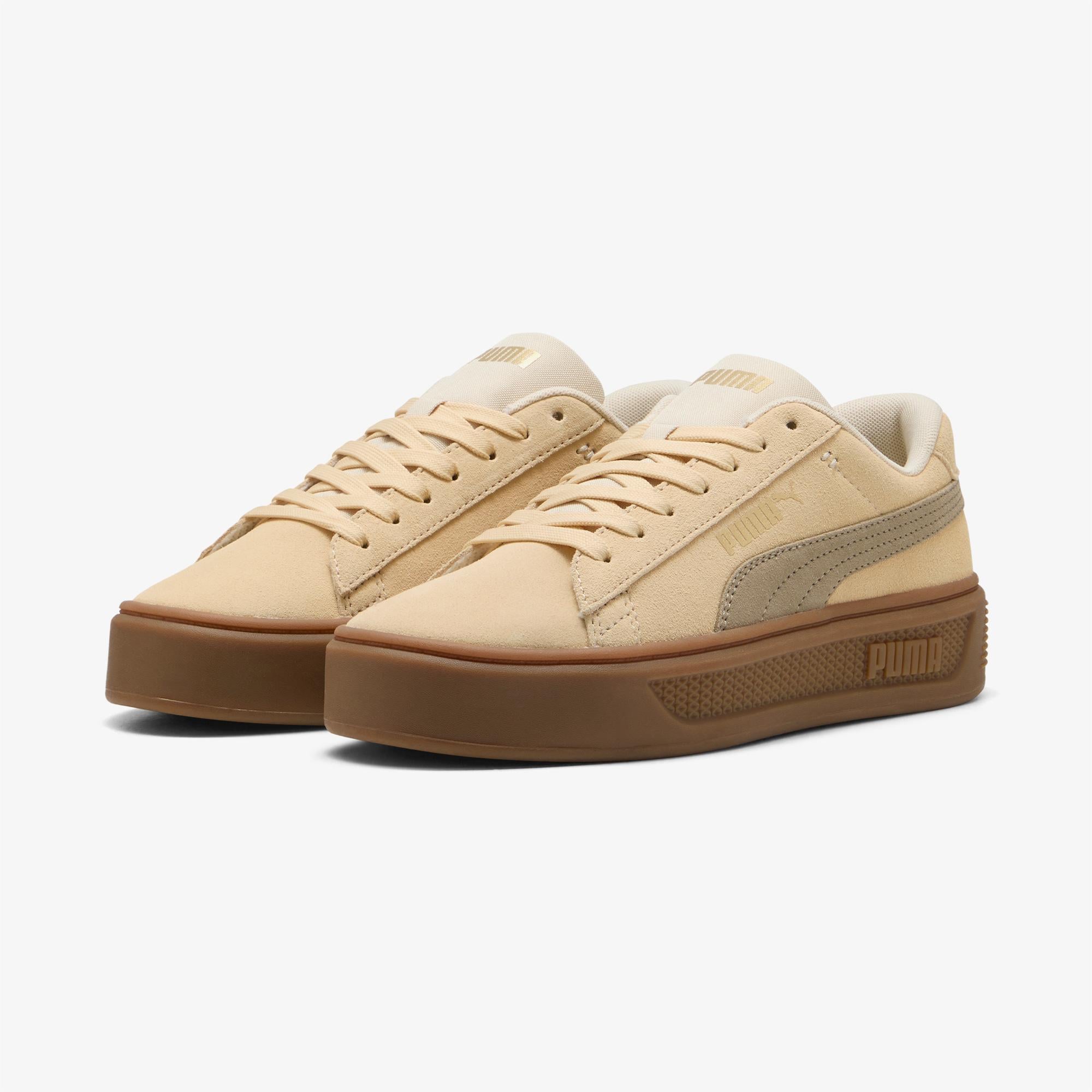 Puma Smash Platform V3 Sd Kadın Krem Spor Ayakkabı