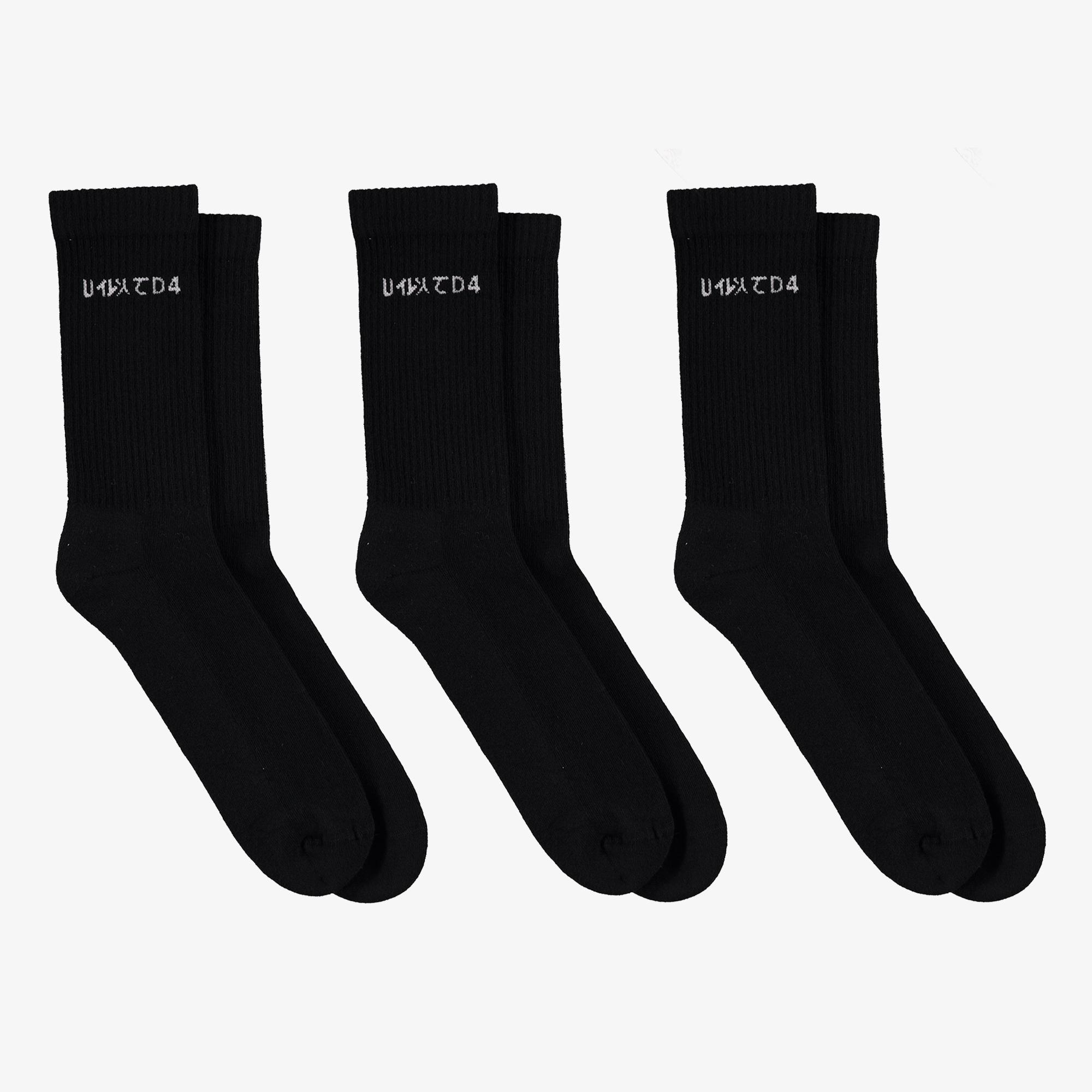 UNITED4 Classic 3'lü Siyah Soket Çorap