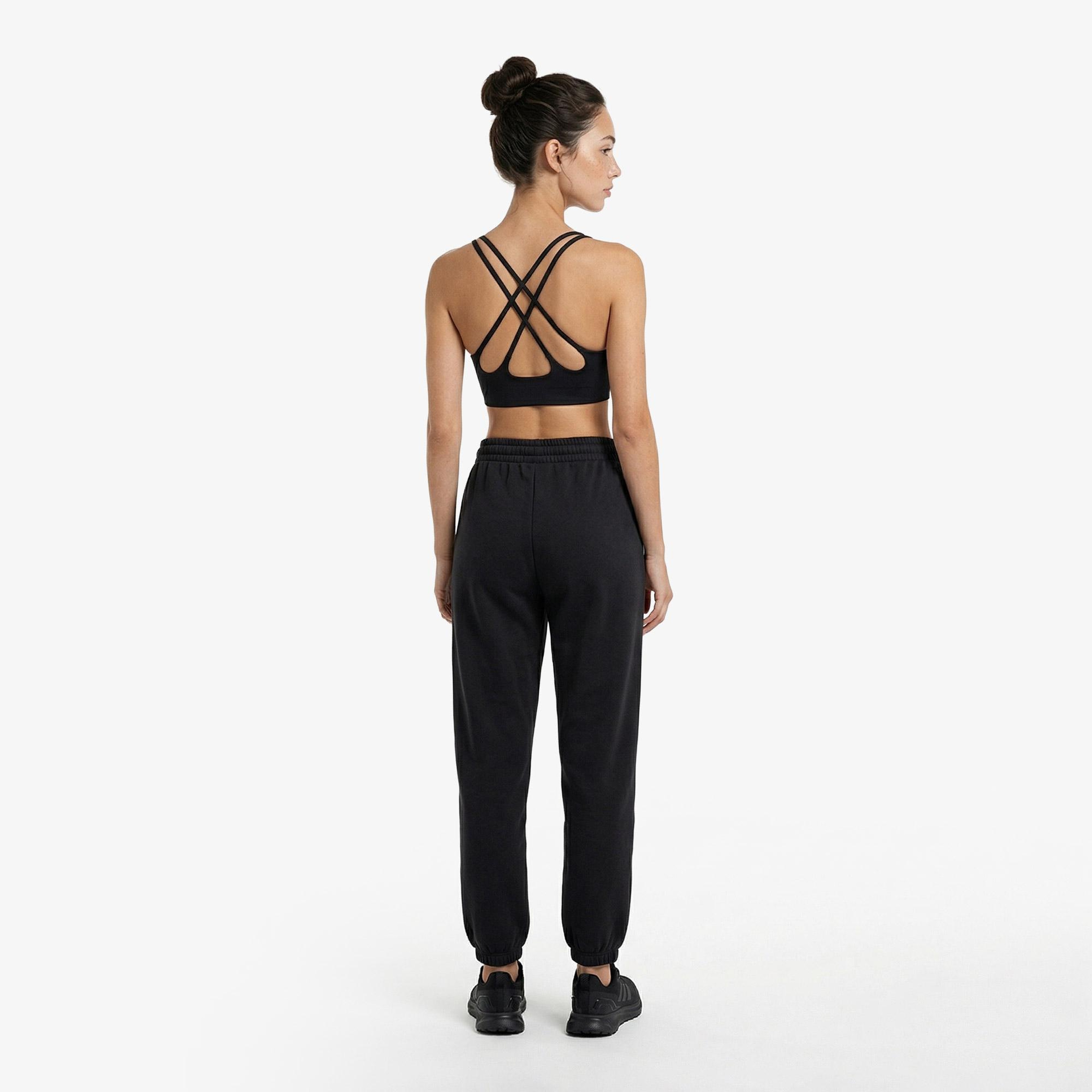 adidas Essentials Small Logo French Terry Cuffed Kadın Siyah Eşofman Altı