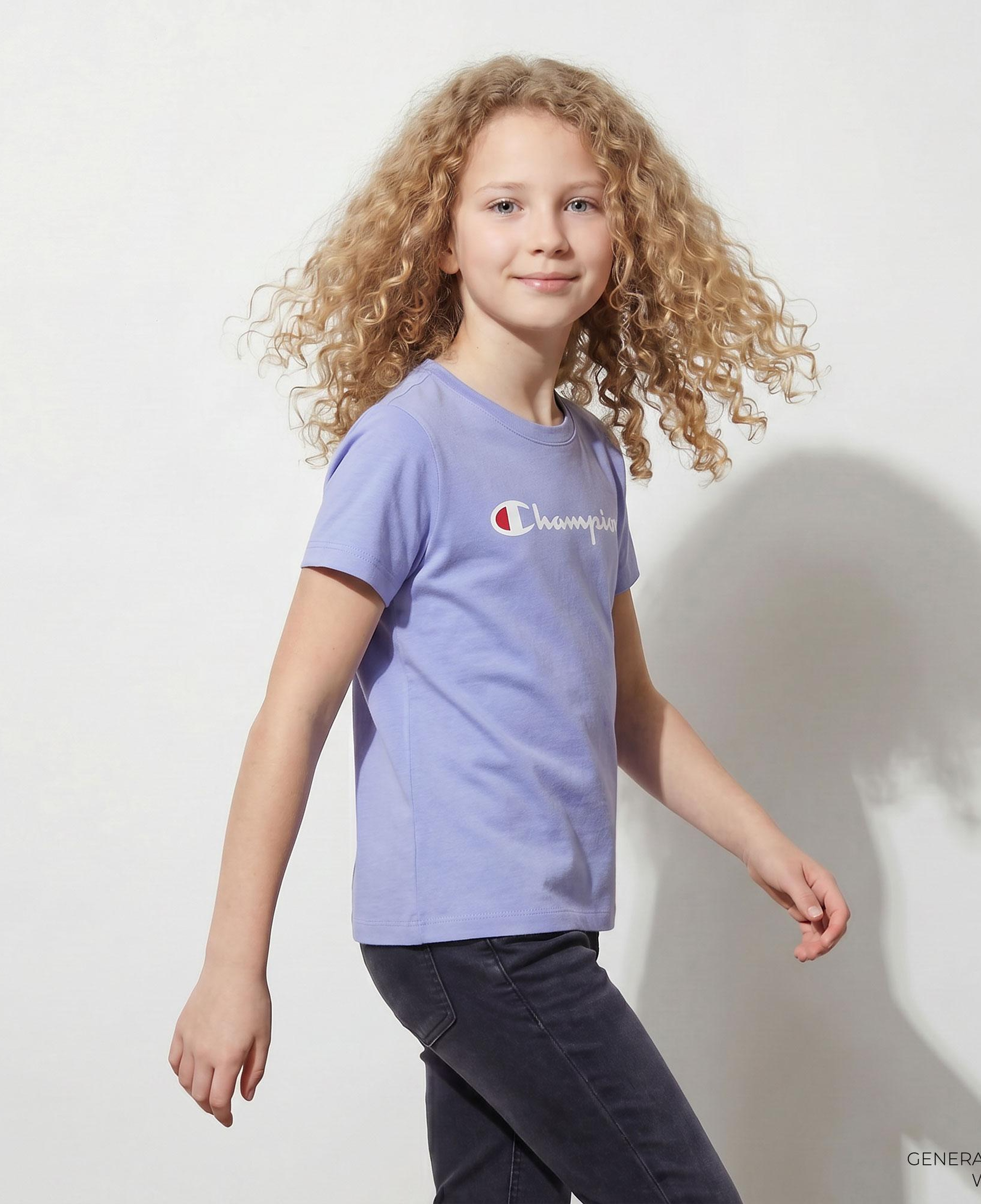 Champion Crewneck SS Çocuk Mor T-Shirt
