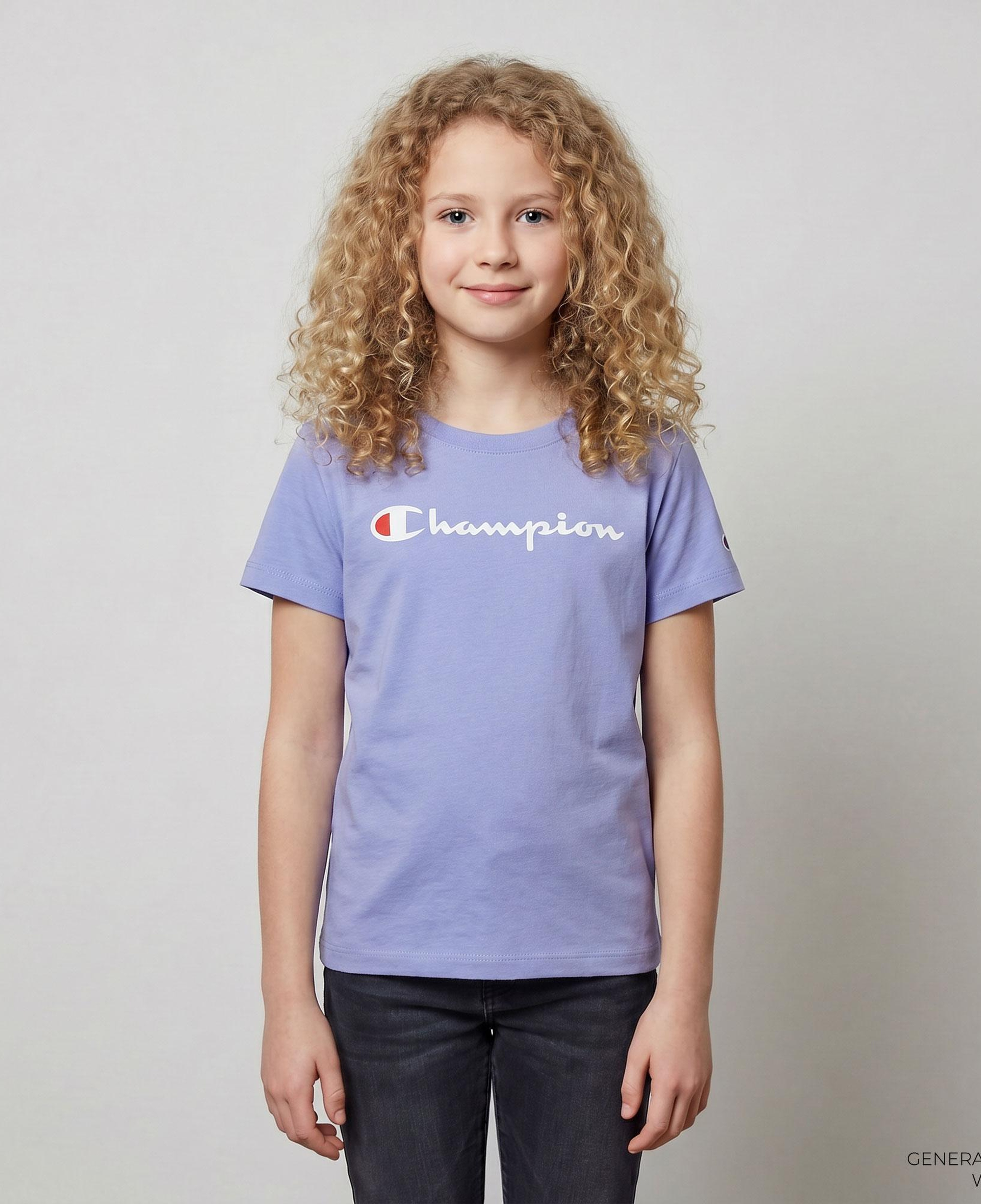 Champion Crewneck SS Çocuk Mor T-Shirt