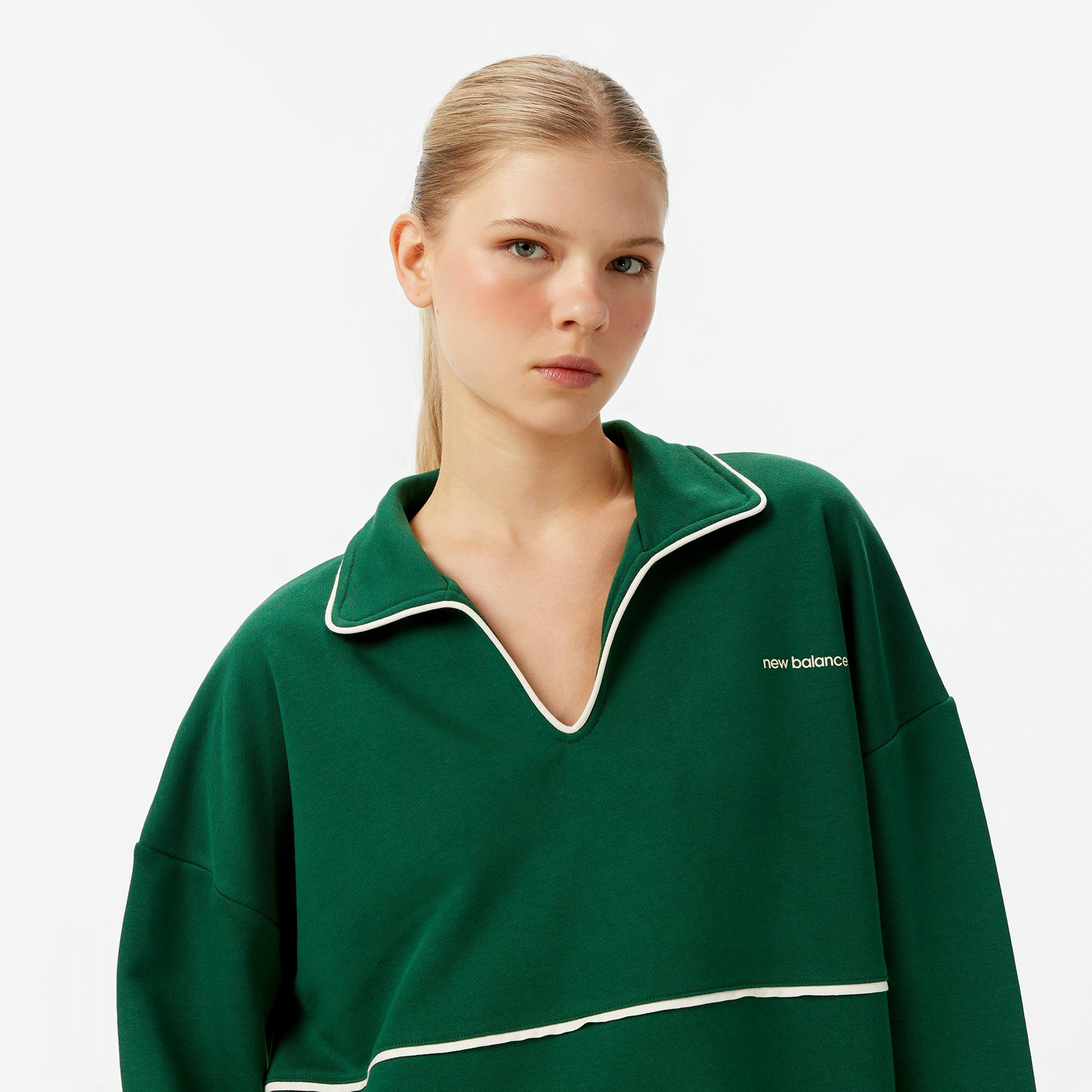 New Balance WNC3402 Kadın Yeşil Sweatshirt