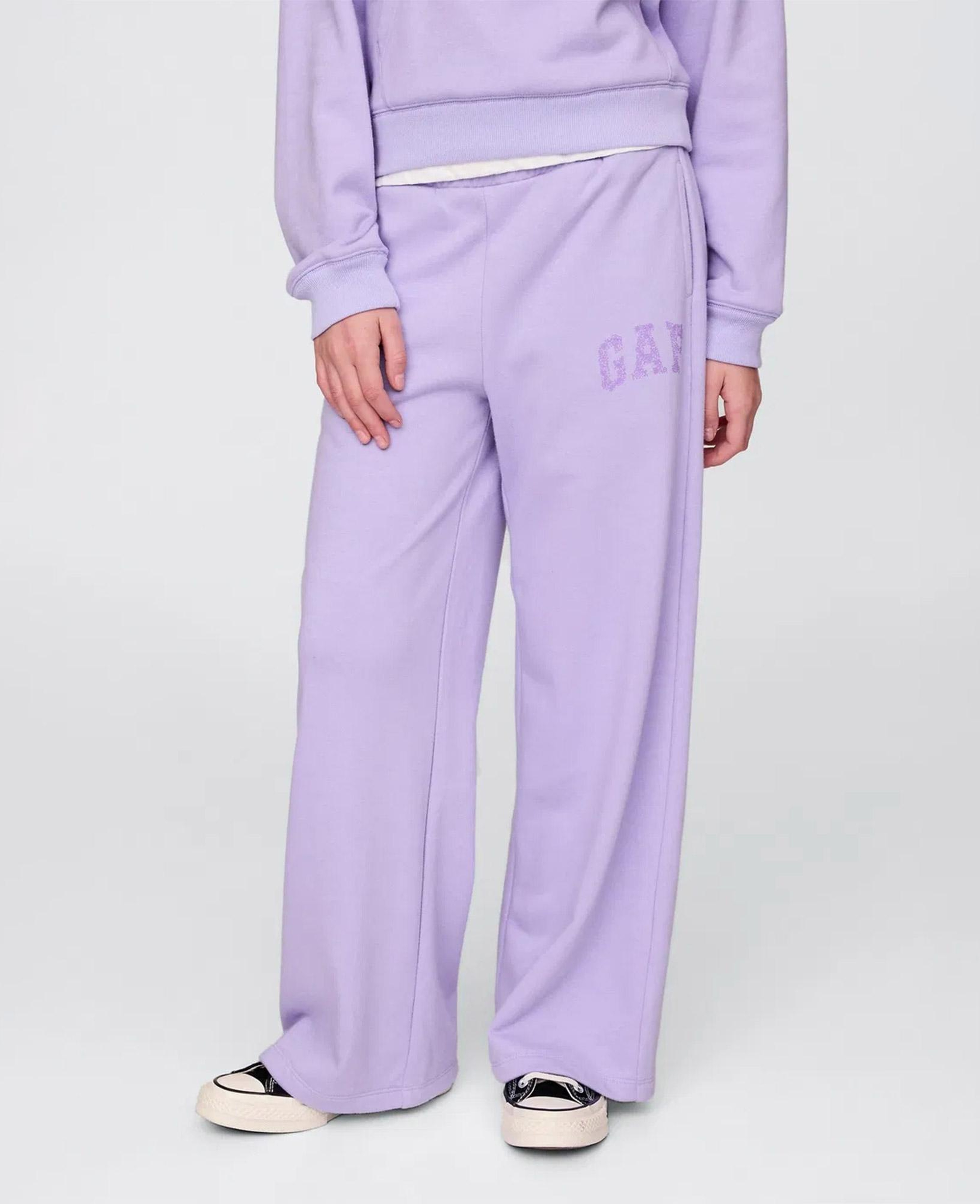 Gap Relaxed Fit Wide Leg Çocuk Mor Eşofman Altı