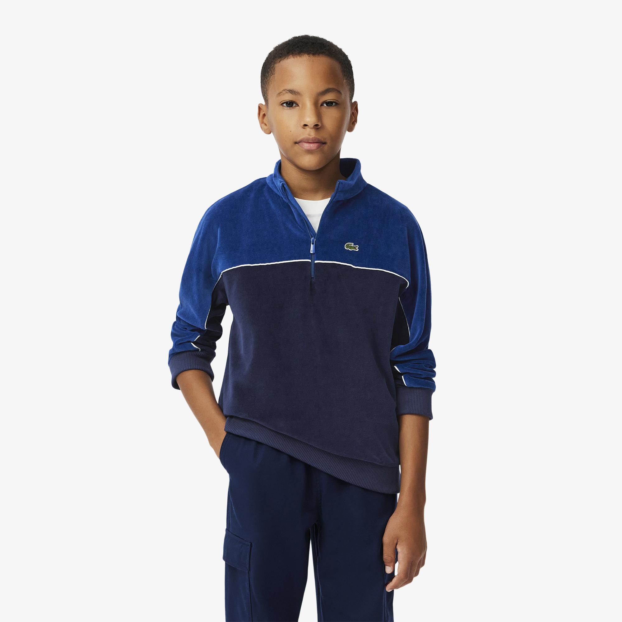 Lacoste Erkek Çocuk Renk Bloklu Lacivert Sweatshirt
