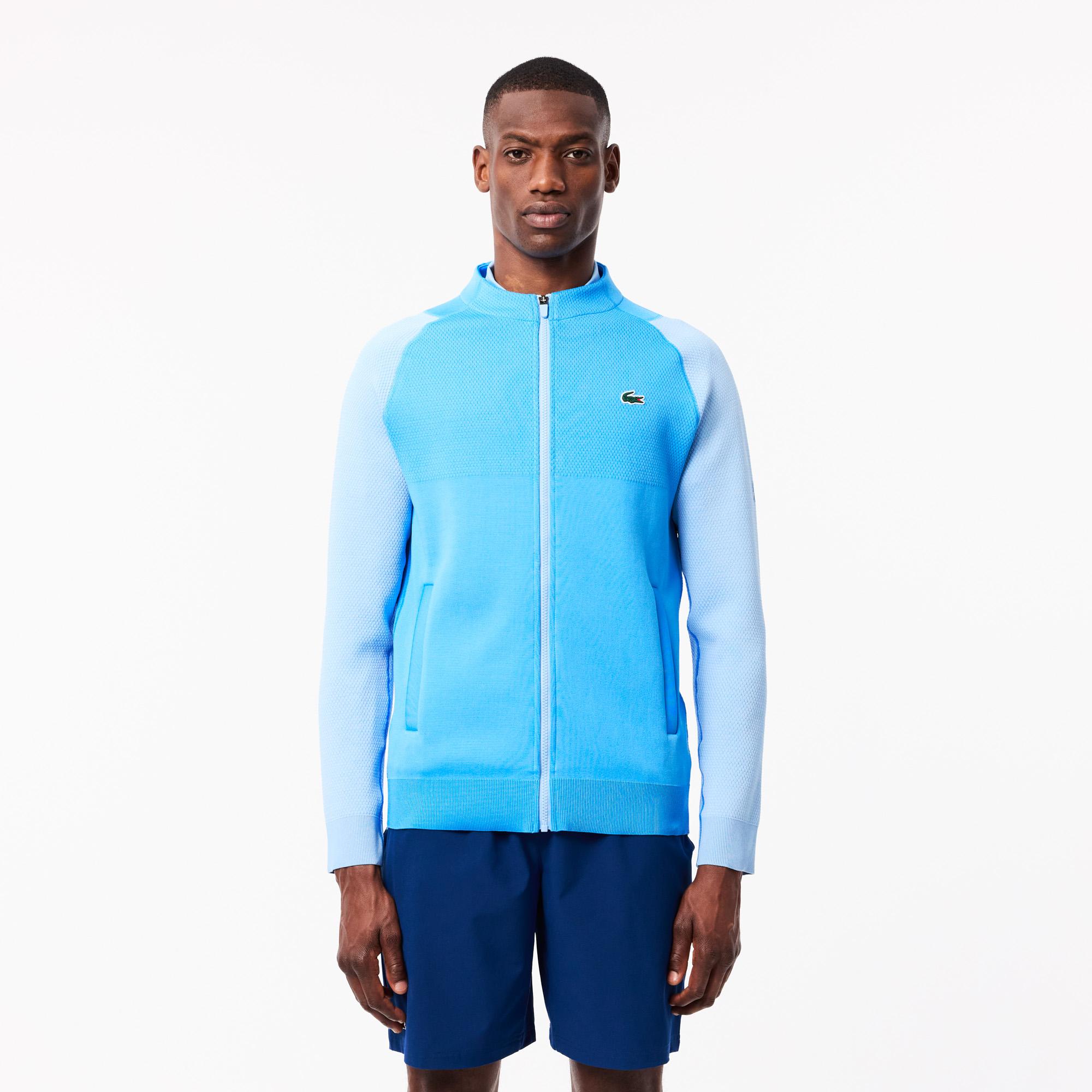 Novak Djokovic Erkek Regular Fit Fermuarlı Renk Bloklu Mavi Sweatshirt