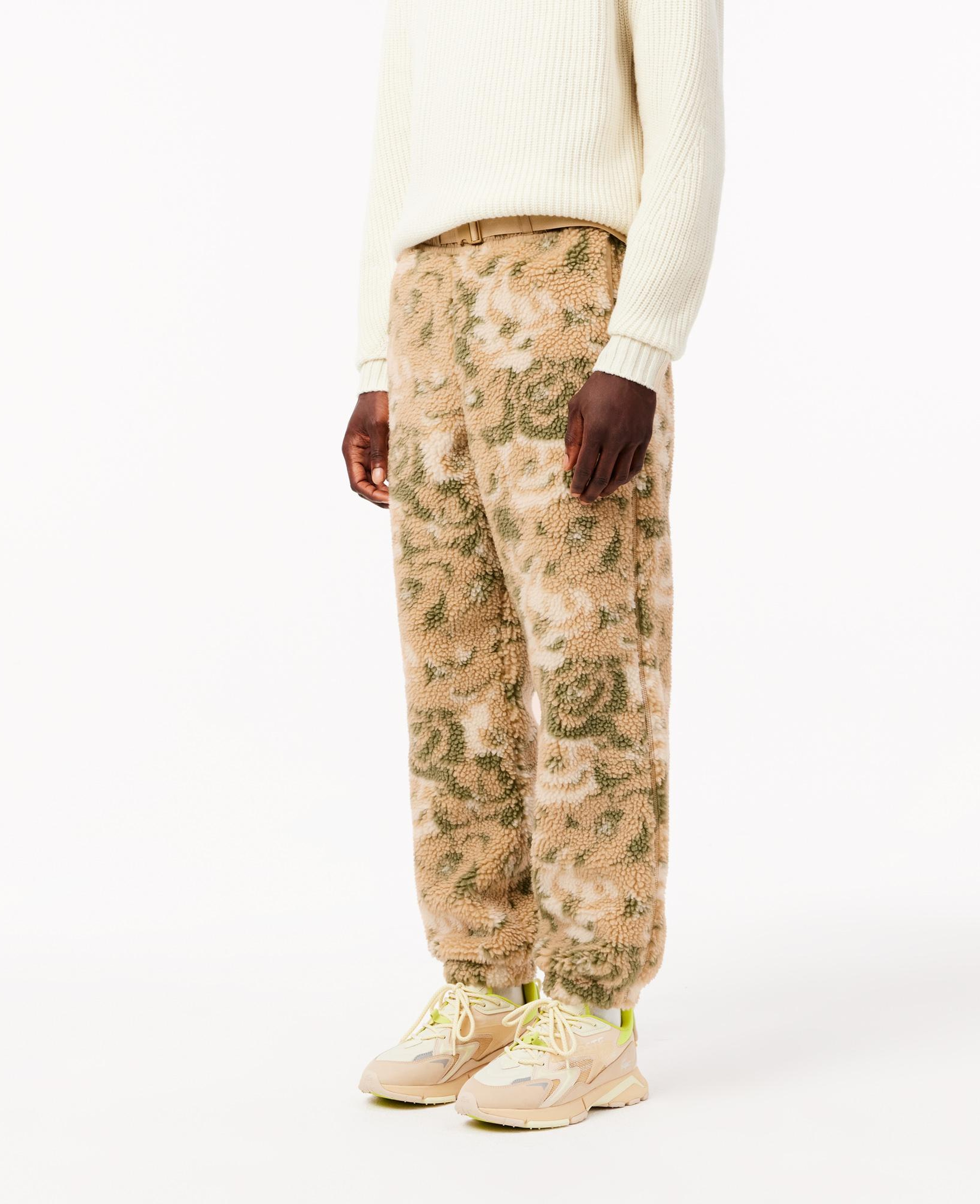 Erkek Tapered Fit Desenli Bej Eşofman Altı