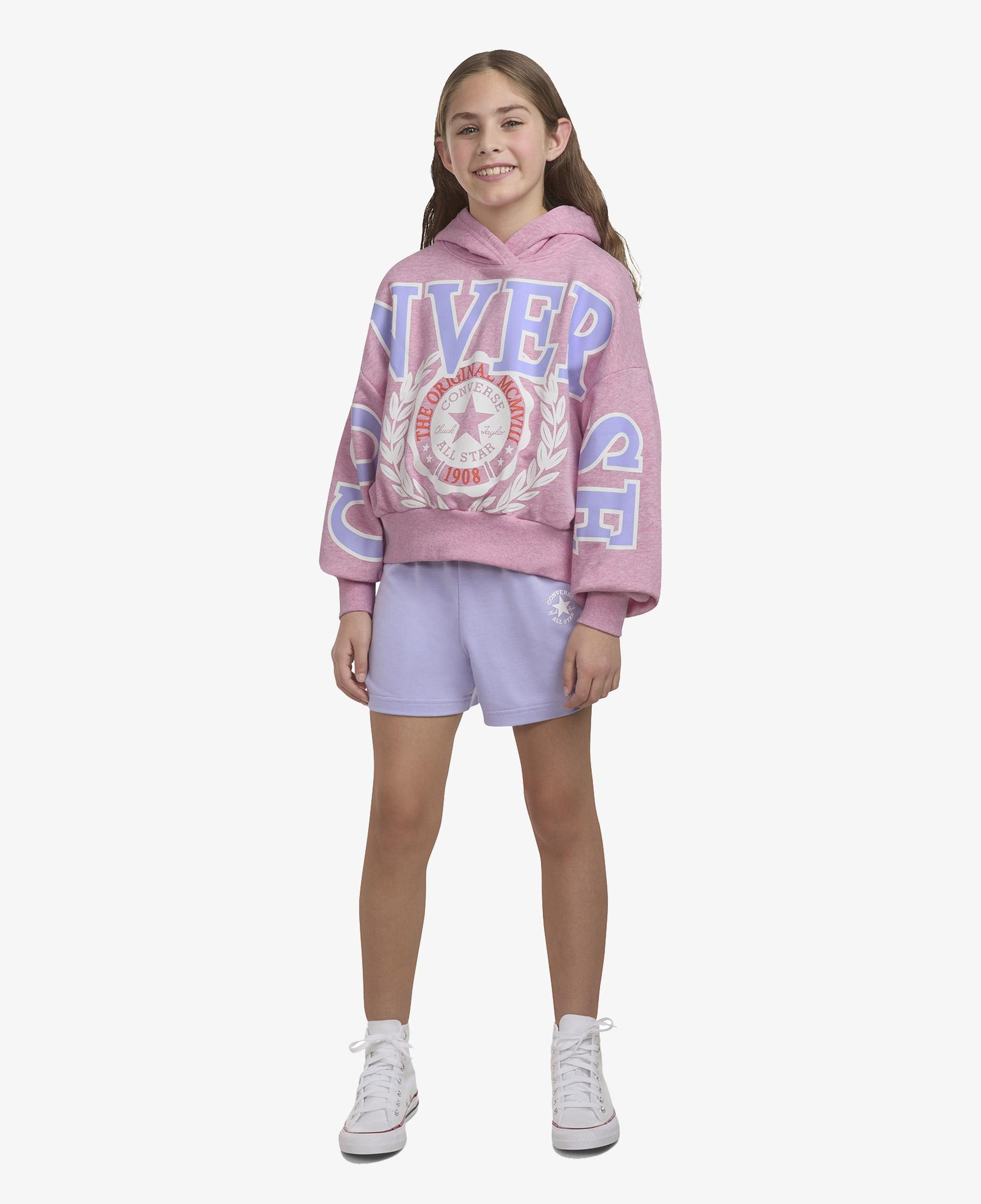 Converse Oversized Varsity Çocuk Pembe Sweatshirt