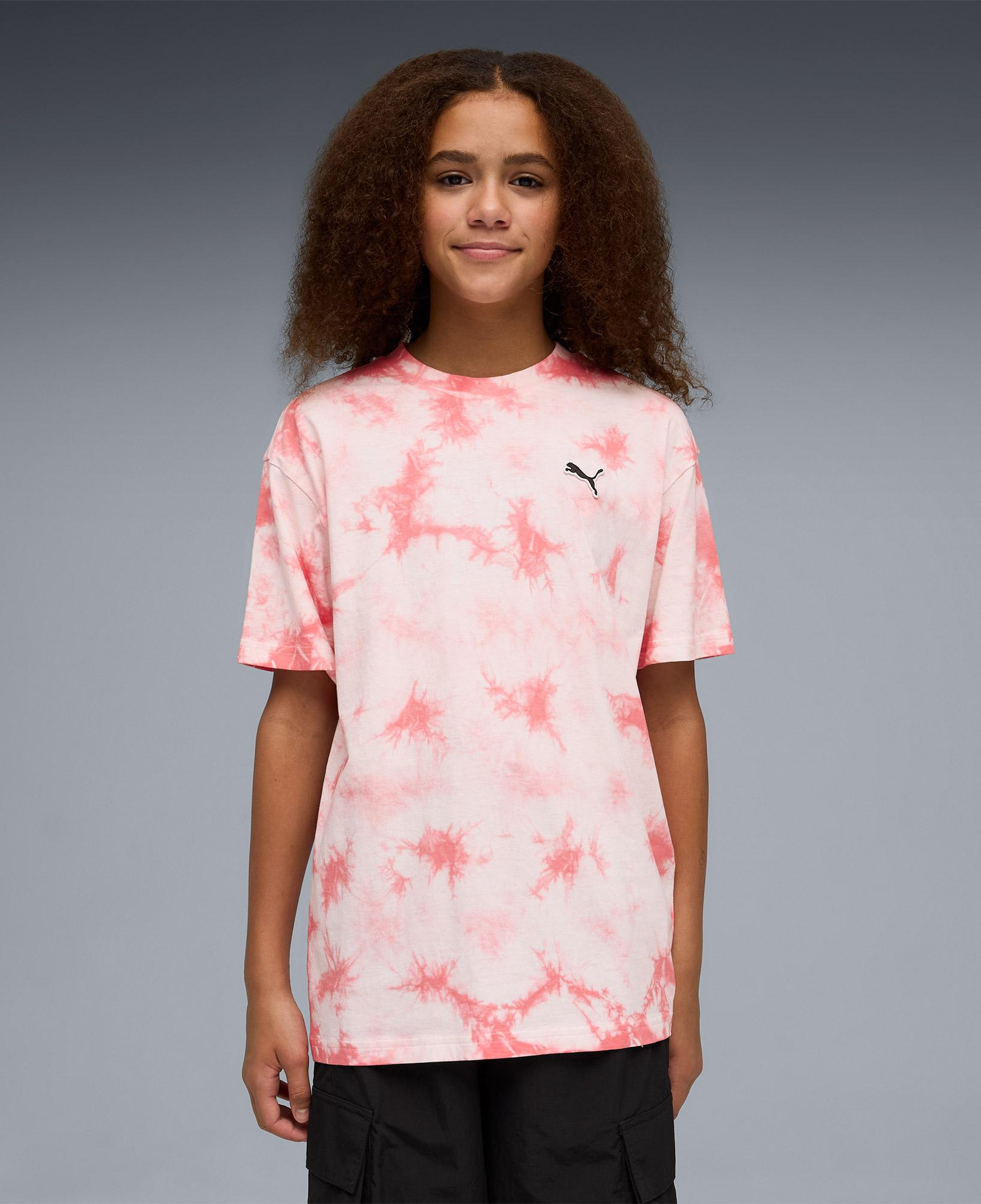 Puma Essentials Relaxed Tie-Dye  Çocuk Pembe T-Shirt