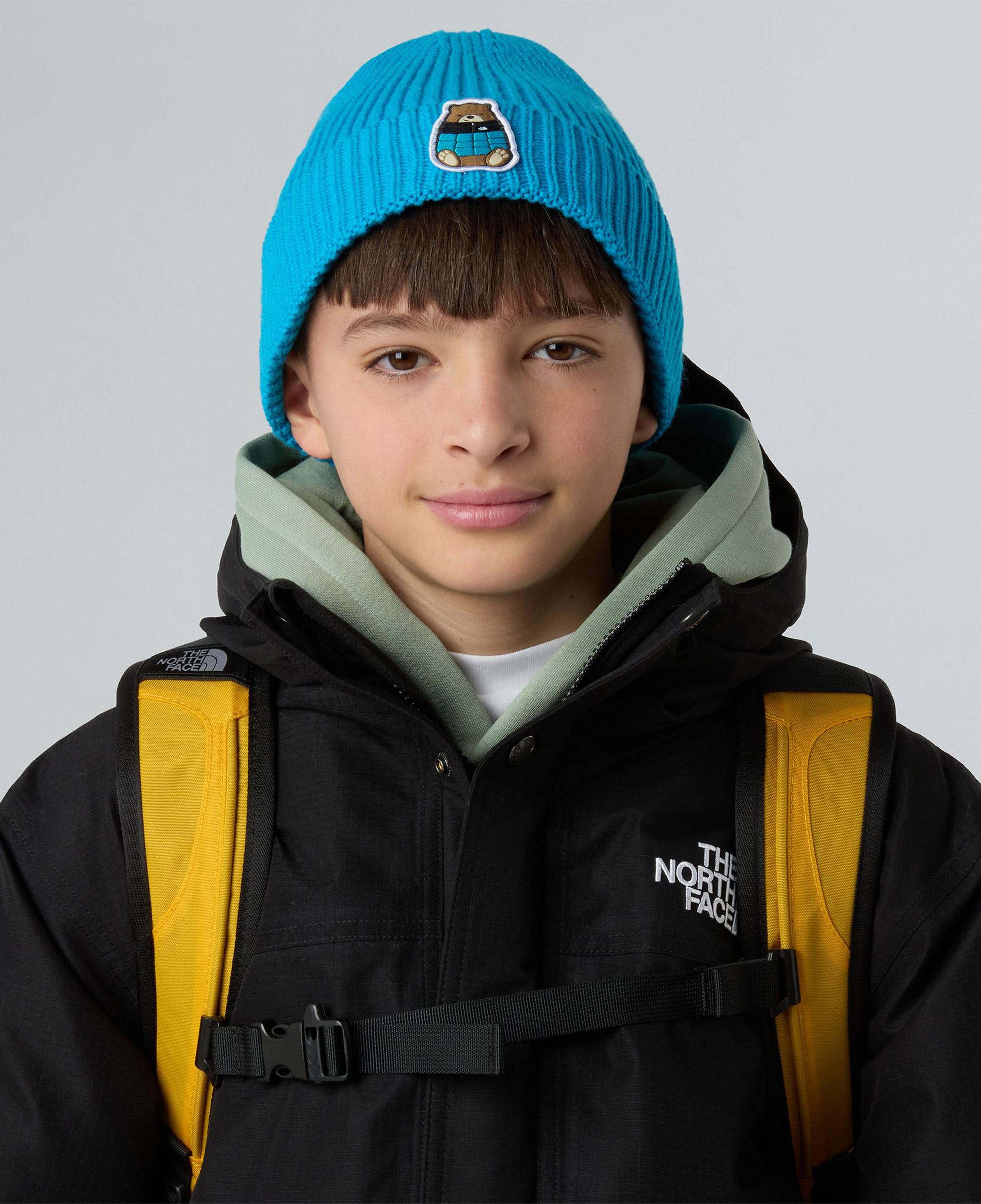 The North Face Logo Box Cuffed Çocuk Mavi Bere