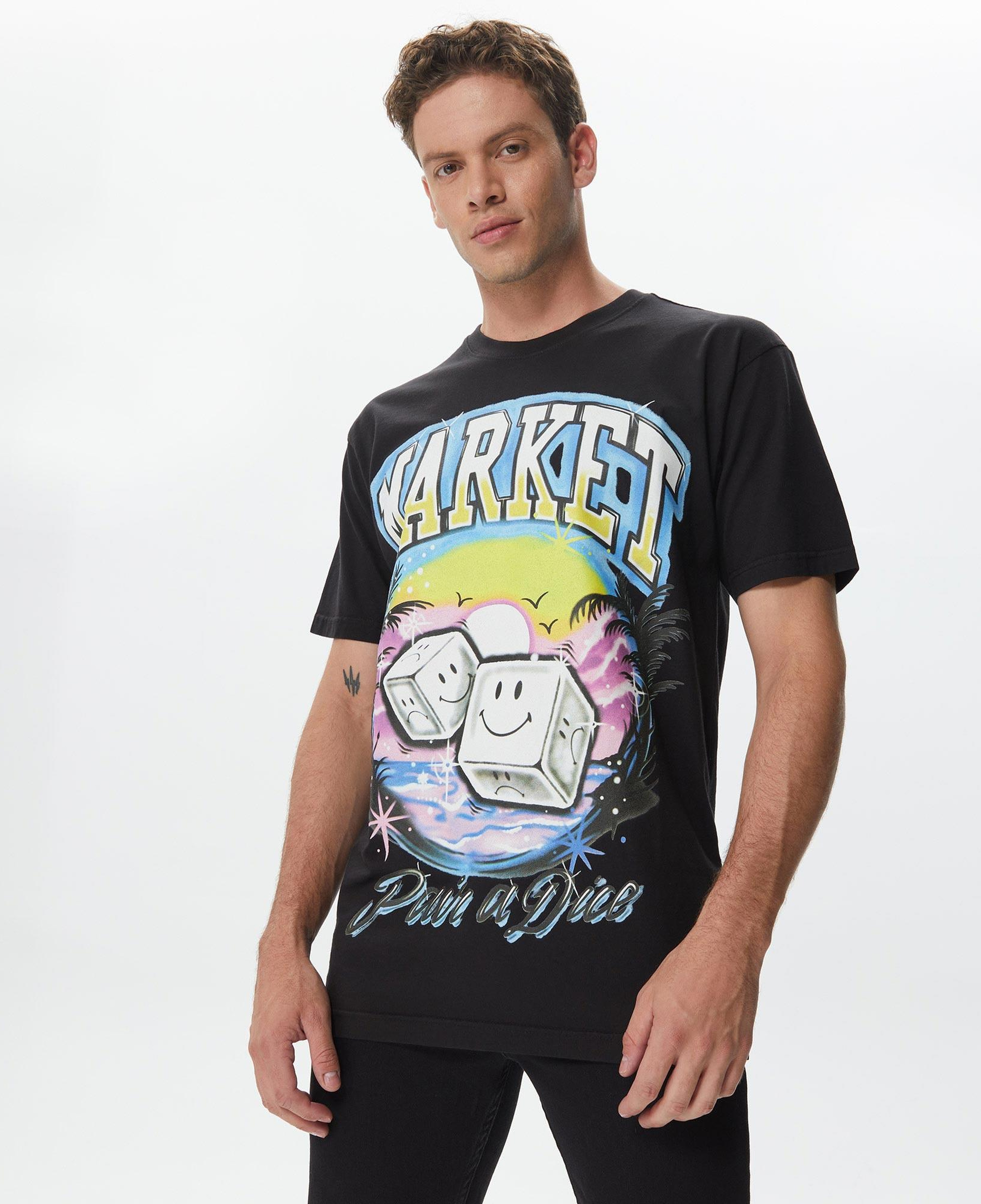 Market Smiley Pair of Dice Erkek Siyah T-Shirt